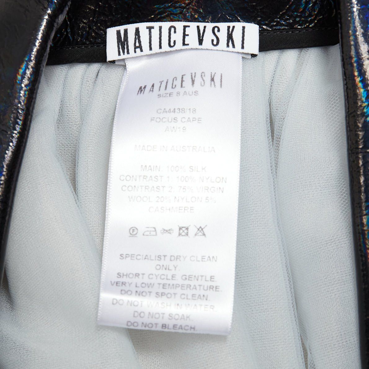 Maticevski MATICEVSKI 2019 Focus white 100% silk patent collar high low cape AU8 M Size M / US 6-8 / IT 42-44 - 8 Thumbnail