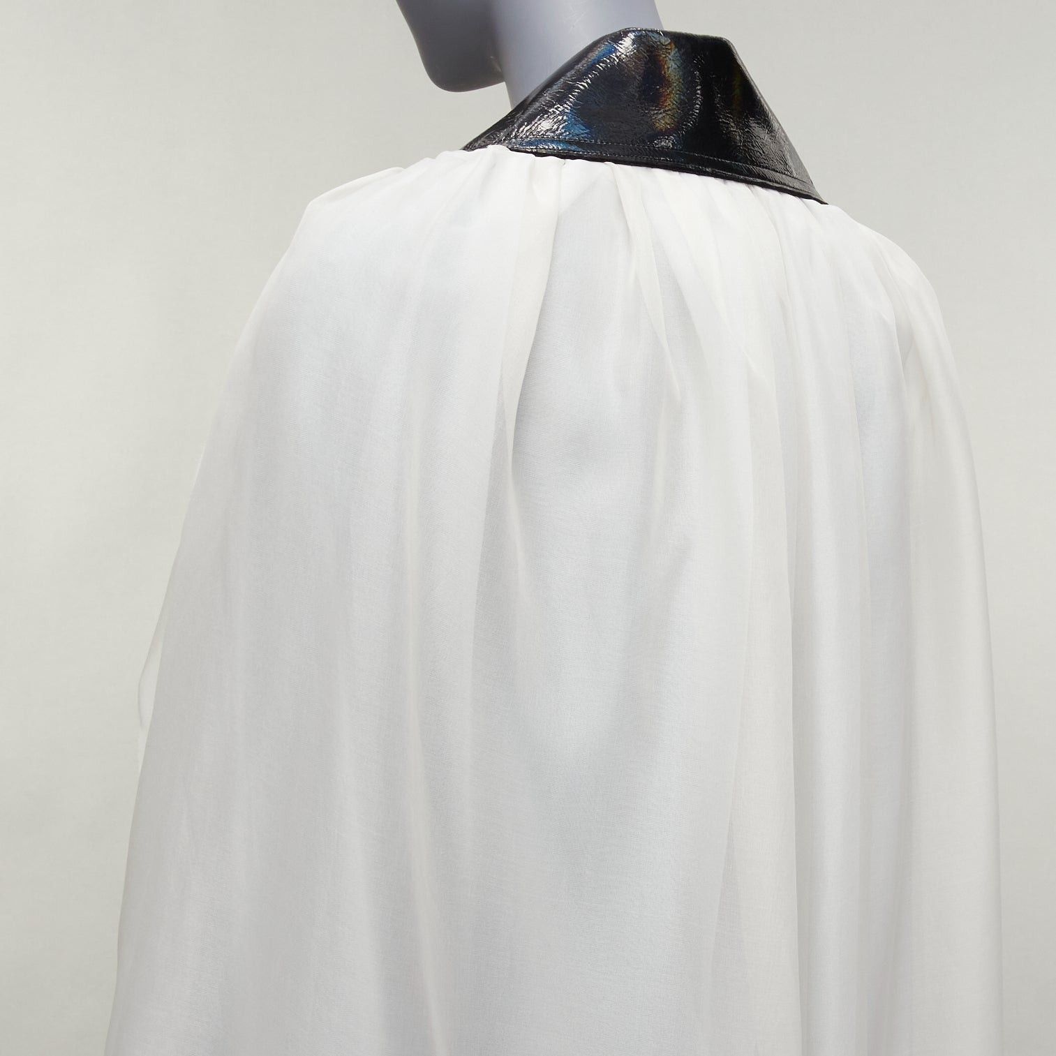 Maticevski MATICEVSKI 2019 Focus white 100% silk patent collar high low cape AU8 M Size M / US 6-8 / IT 42-44 - 7 Thumbnail
