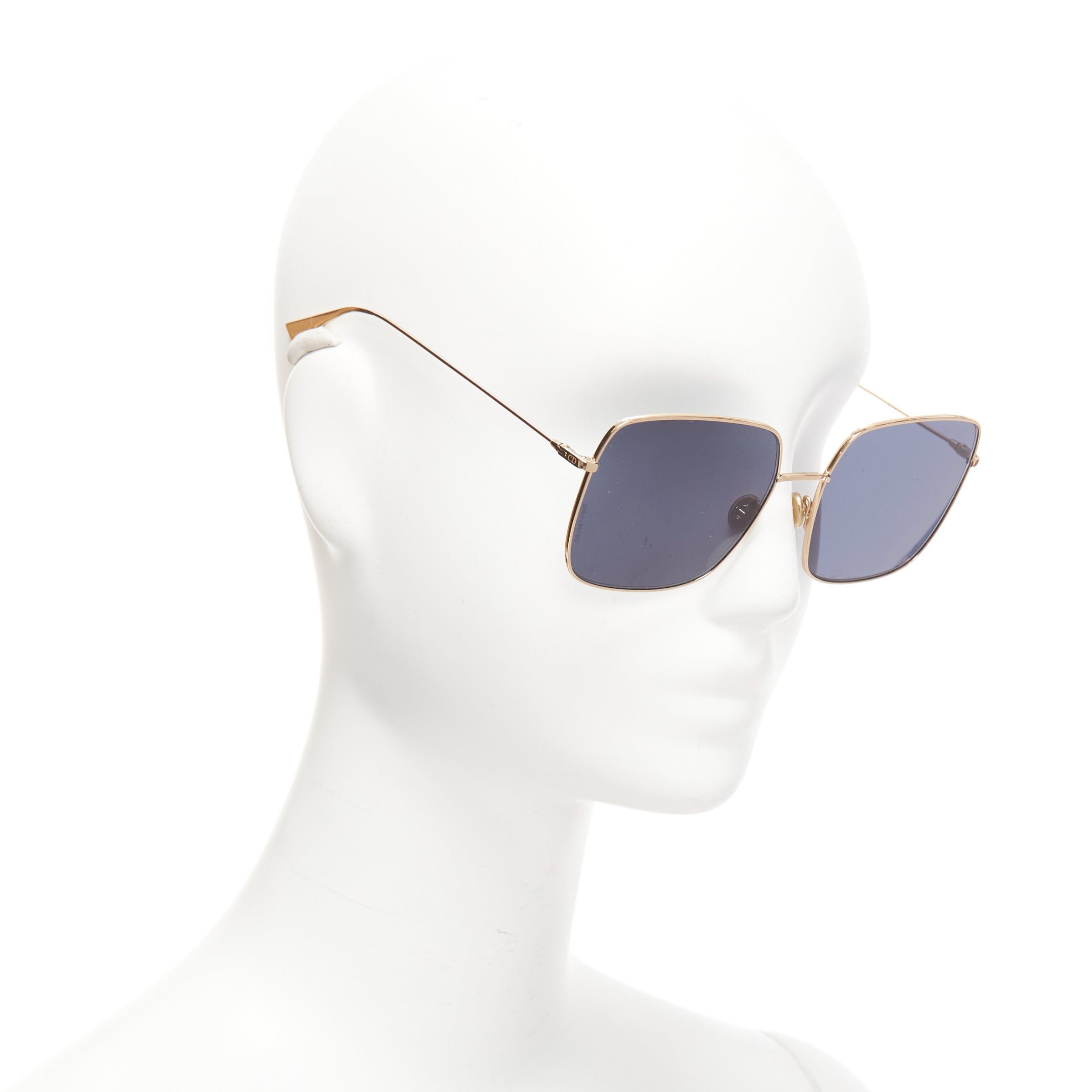 Dior CHRISTIAN DIOR LKSA9 CD logo gold trim blue square frame sunnies Size ONE SIZE - 3 Thumbnail