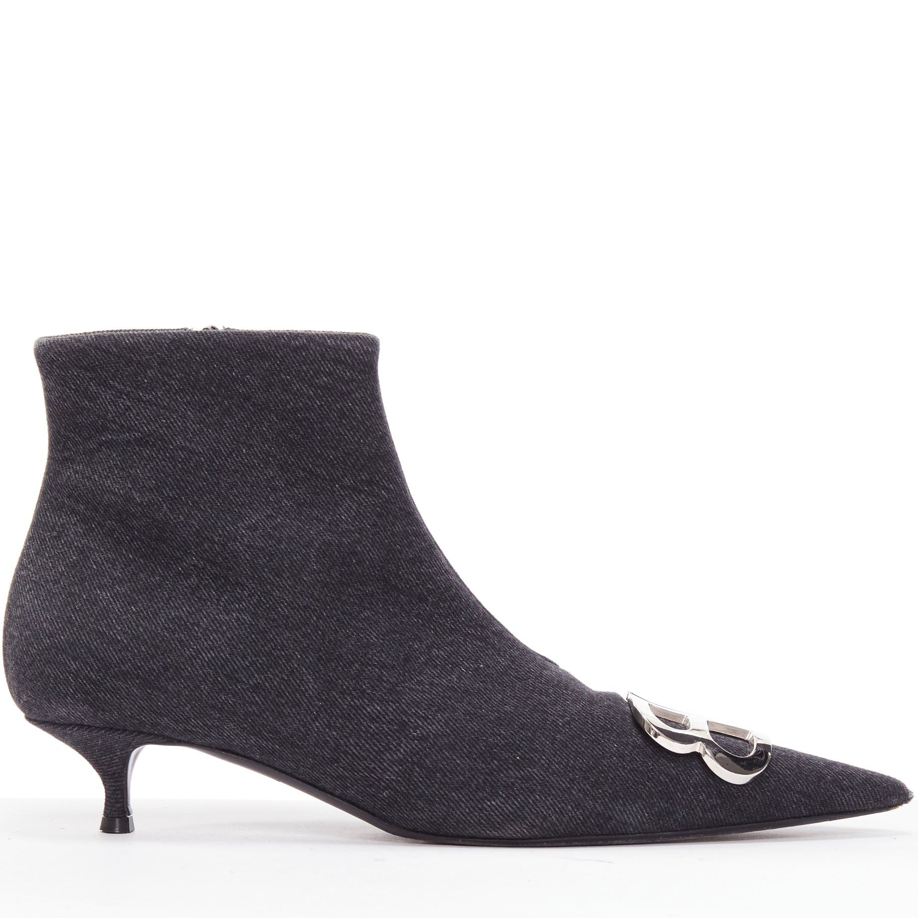 Balenciaga BALENCIAGA Demna BB Knife grey denim booties EU38.5 Size US 8.5 / IT 38.5 - 2 Thumbnail