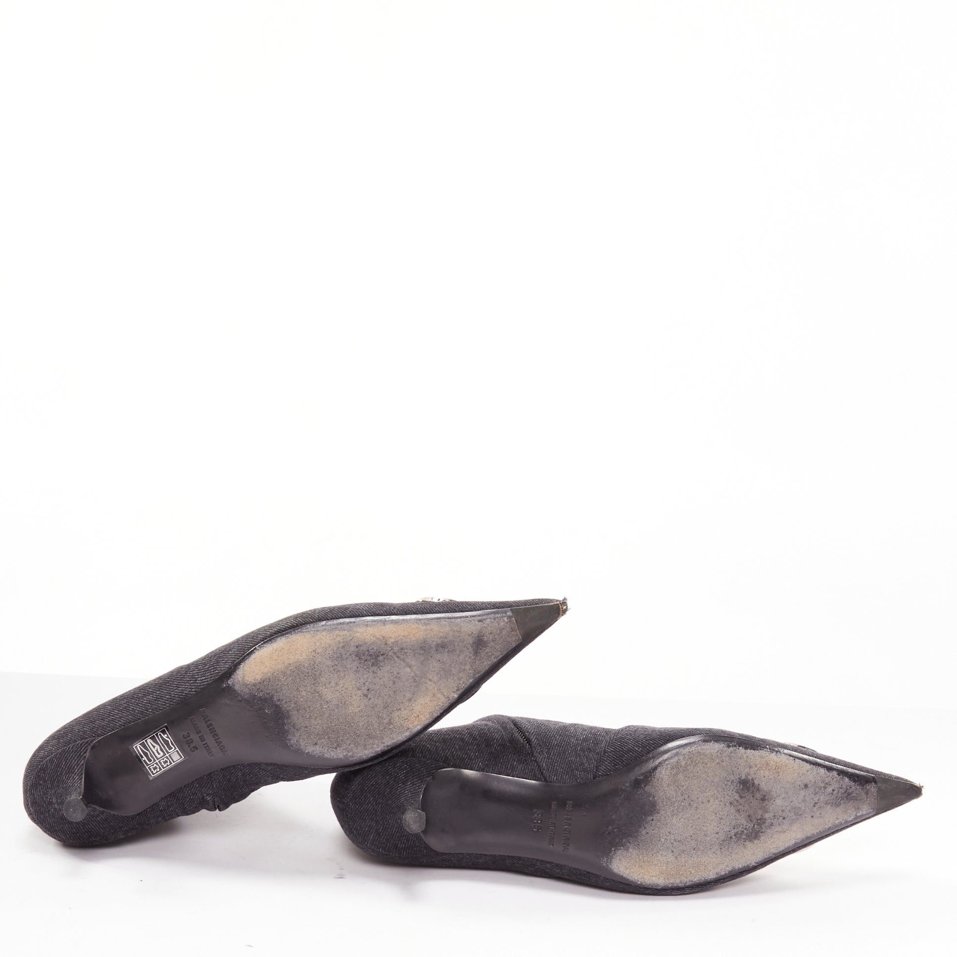 Balenciaga BALENCIAGA Demna BB Knife grey denim booties EU38.5 Size US 8.5 / IT 38.5 - 11 Thumbnail