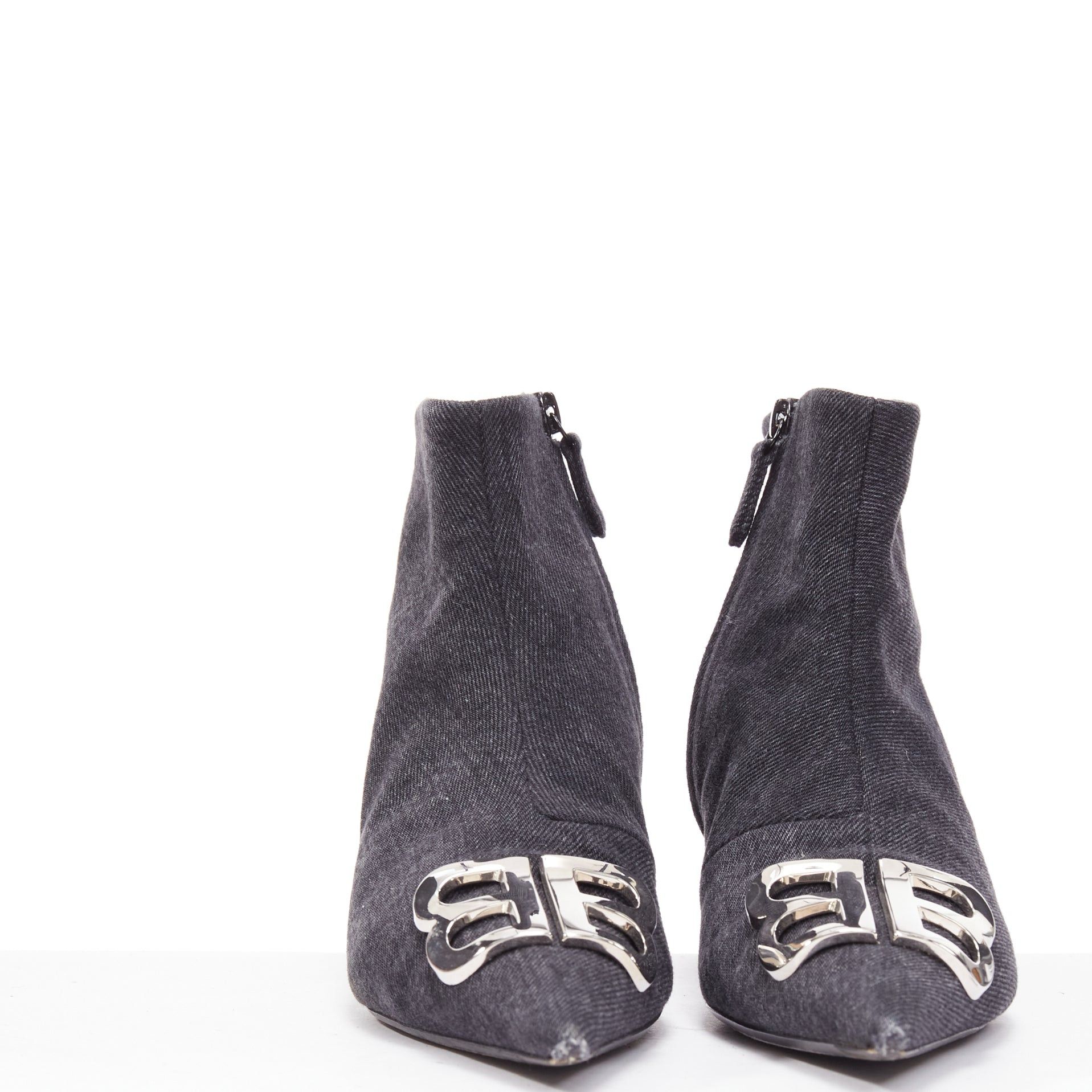 Balenciaga BALENCIAGA Demna BB Knife grey denim booties EU38.5 Size US 8.5 / IT 38.5 - 3 Thumbnail
