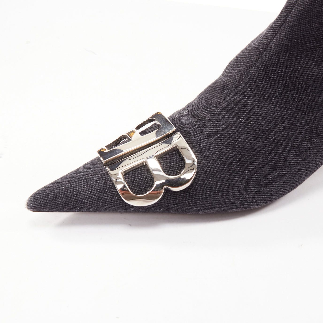Balenciaga BALENCIAGA Demna BB Knife grey denim booties EU38.5 Size US 8.5 / IT 38.5 - 7 Thumbnail