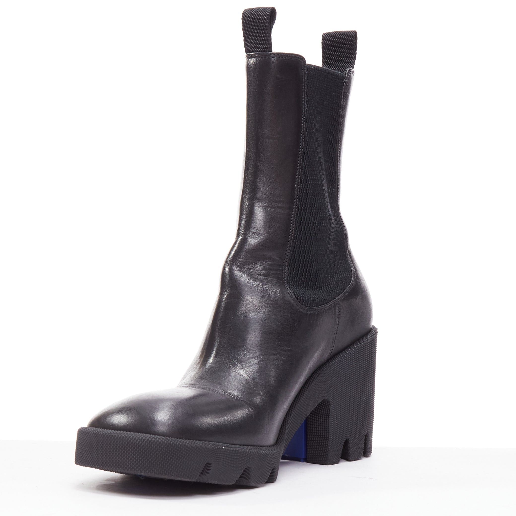 Burberry BURBERRY Daniel Lee Stride 85 black leather chunky heel boots EU39 Size US 9 / IT 39 - 4 Thumbnail