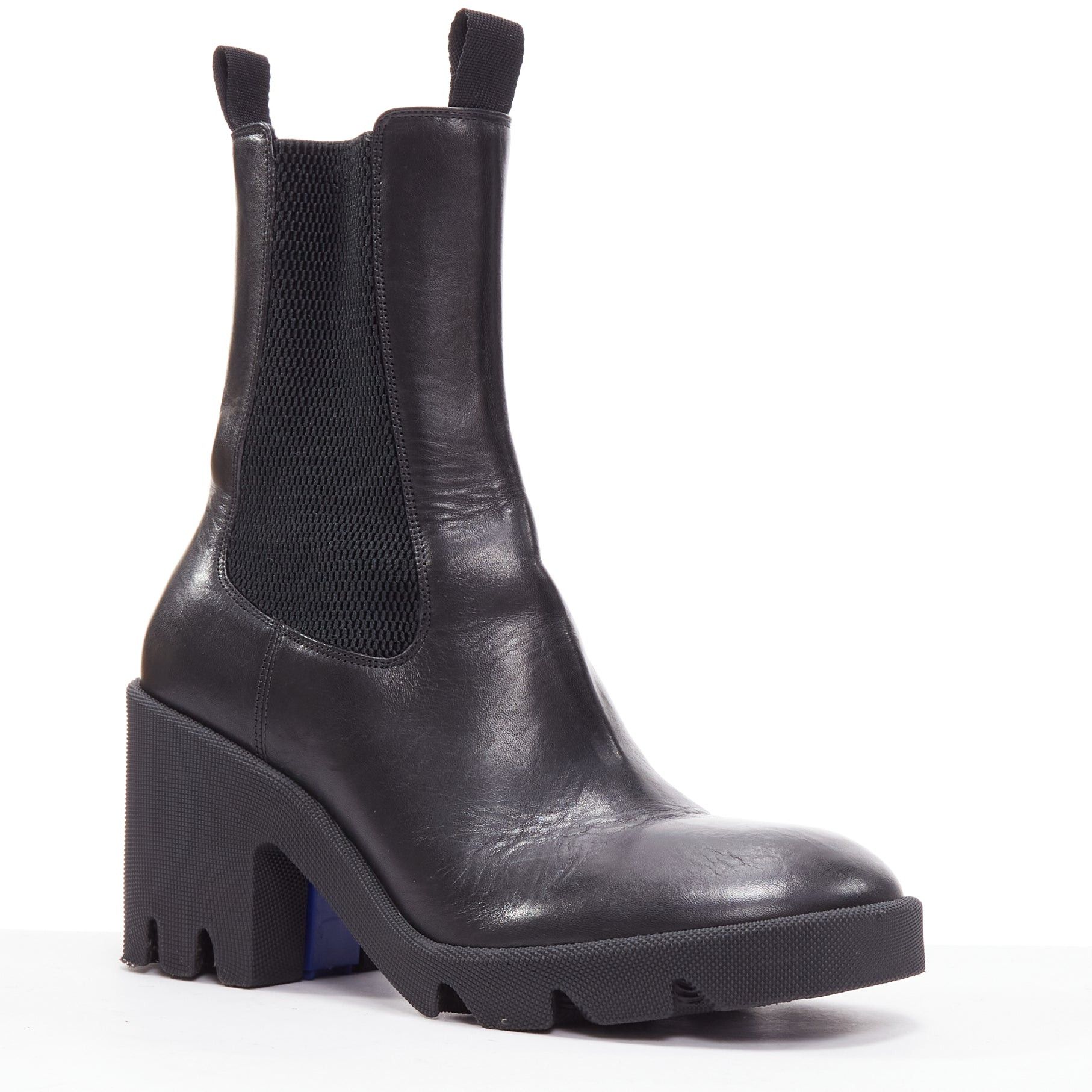 Burberry BURBERRY Daniel Lee Stride 85 black leather chunky heel boots EU39 Size US 9 / IT 39 - 2 Thumbnail