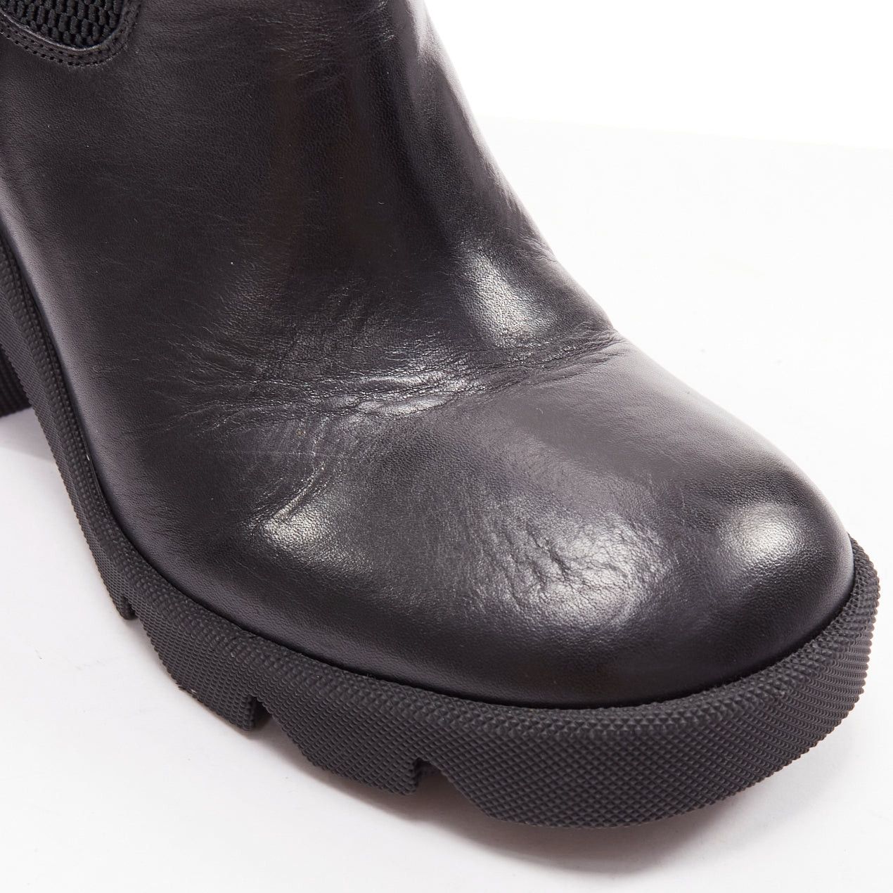 Burberry BURBERRY Daniel Lee Stride 85 black leather chunky heel boots EU39 Size US 9 / IT 39 - 7 Thumbnail