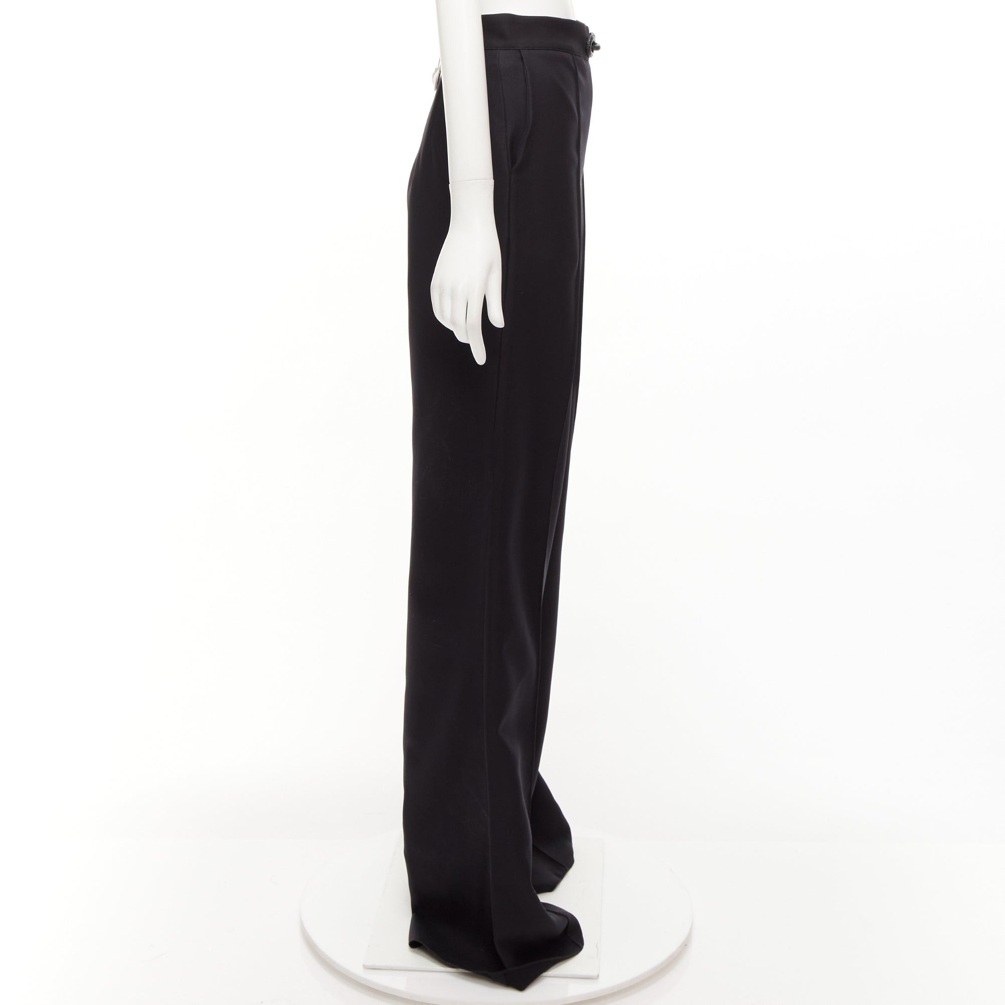 Maticevski MATICEVSKI 2022 Considerate black metal chain bow buckle wide leg pants AUS10 M Size 28" / US 6 / IT 42 - 4 Thumbnail