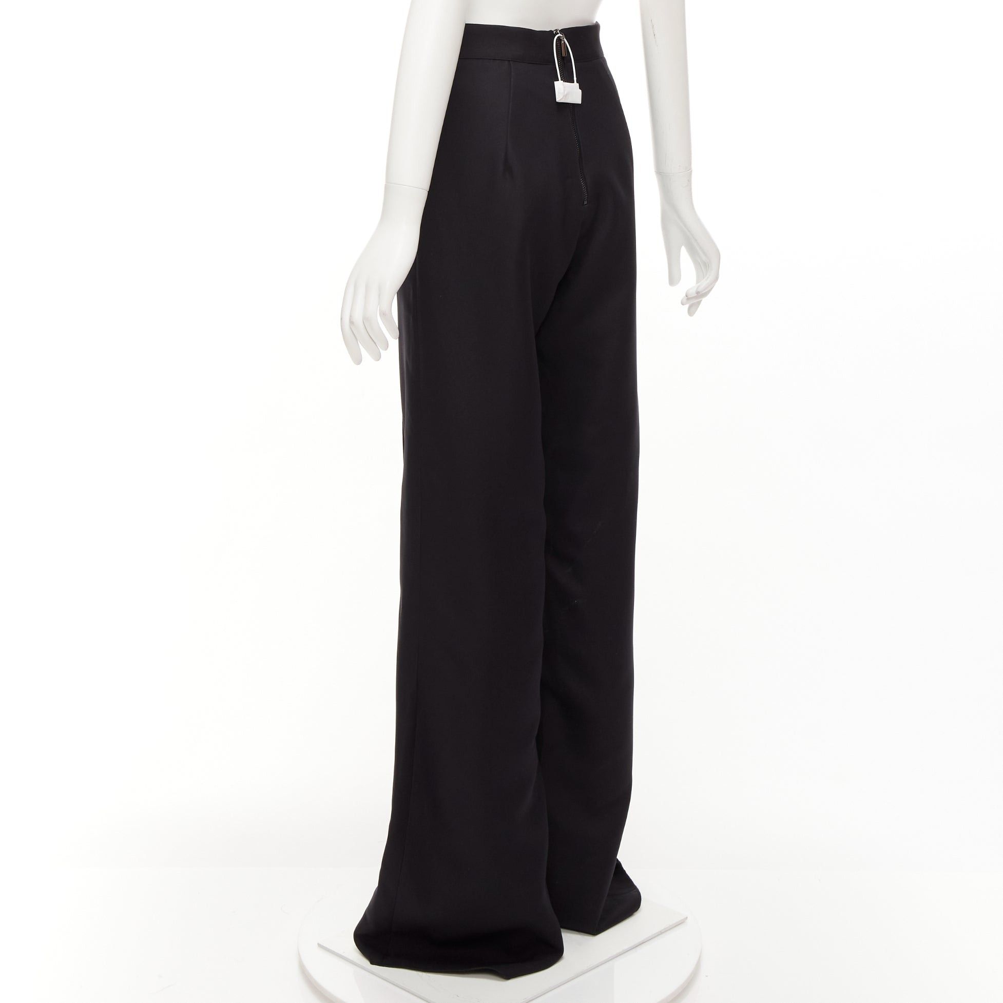 Maticevski MATICEVSKI 2022 Considerate black metal chain bow buckle wide leg pants AUS10 M Size 28" / US 6 / IT 42 - 6 Thumbnail
