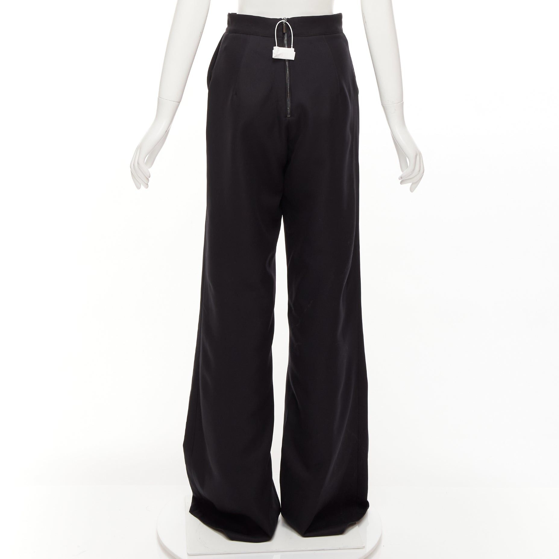 Maticevski MATICEVSKI 2022 Considerate black metal chain bow buckle wide leg pants AUS10 M Size 28" / US 6 / IT 42 - 5 Thumbnail