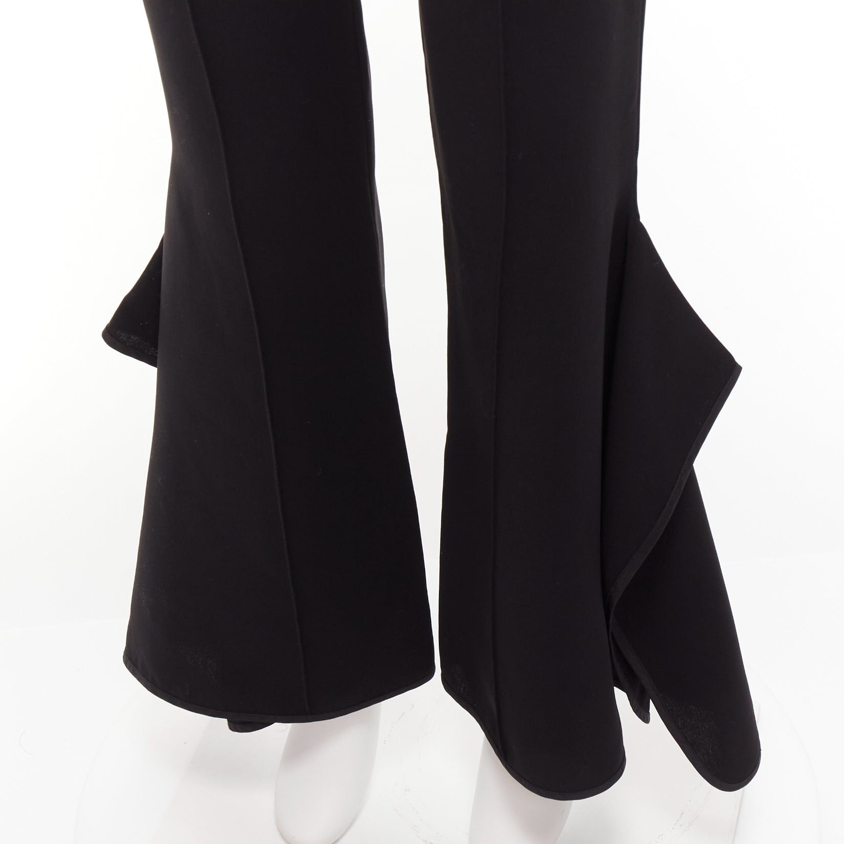 Maticevski MATICEVSKI 2016 Primal black front pleat side ruffles flare leg pants AUS10 M Size 28" / US 6 / IT 42 - 2 Thumbnail