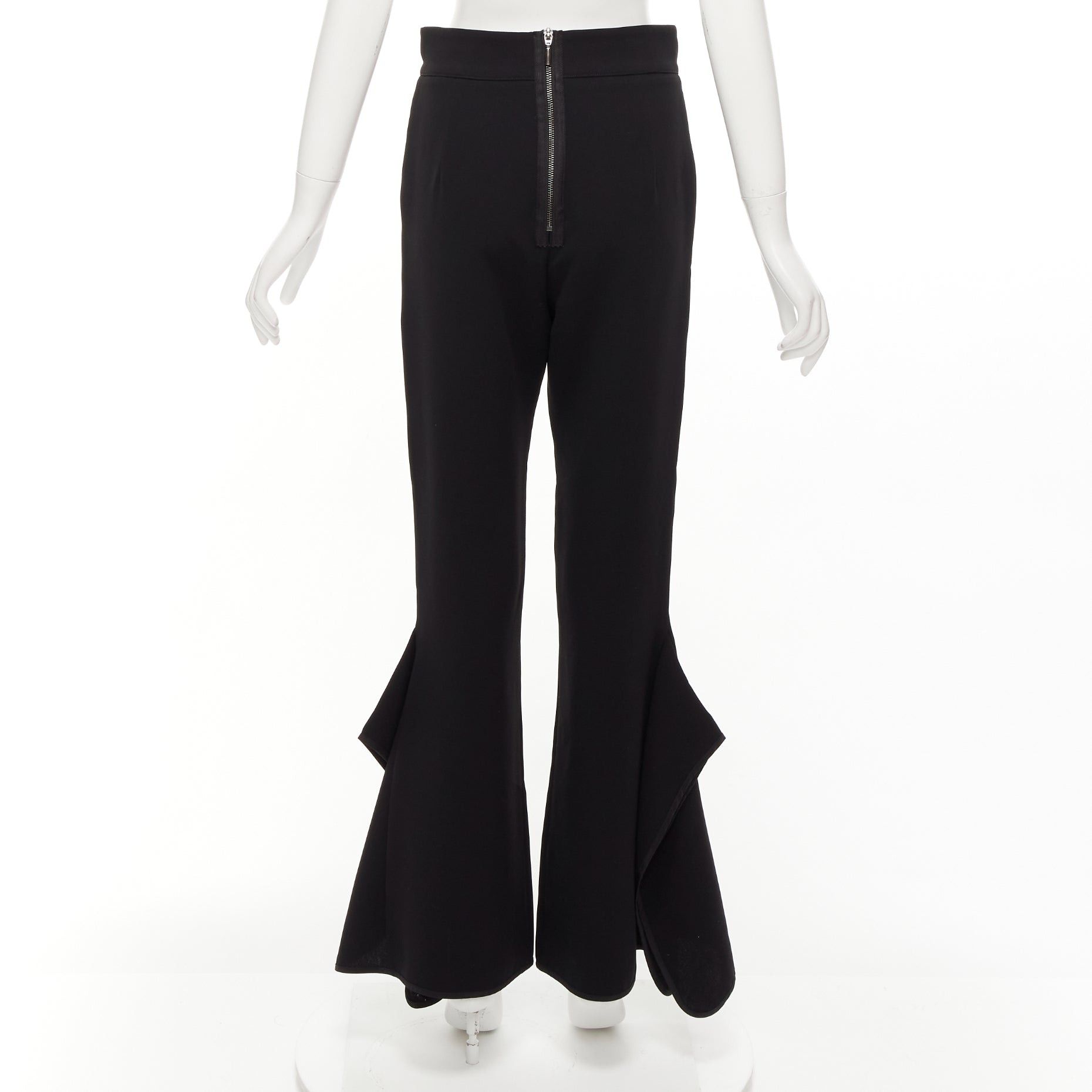 Maticevski MATICEVSKI 2016 Primal black front pleat side ruffles flare leg pants AUS10 M Size 28" / US 6 / IT 42 - 5 Thumbnail