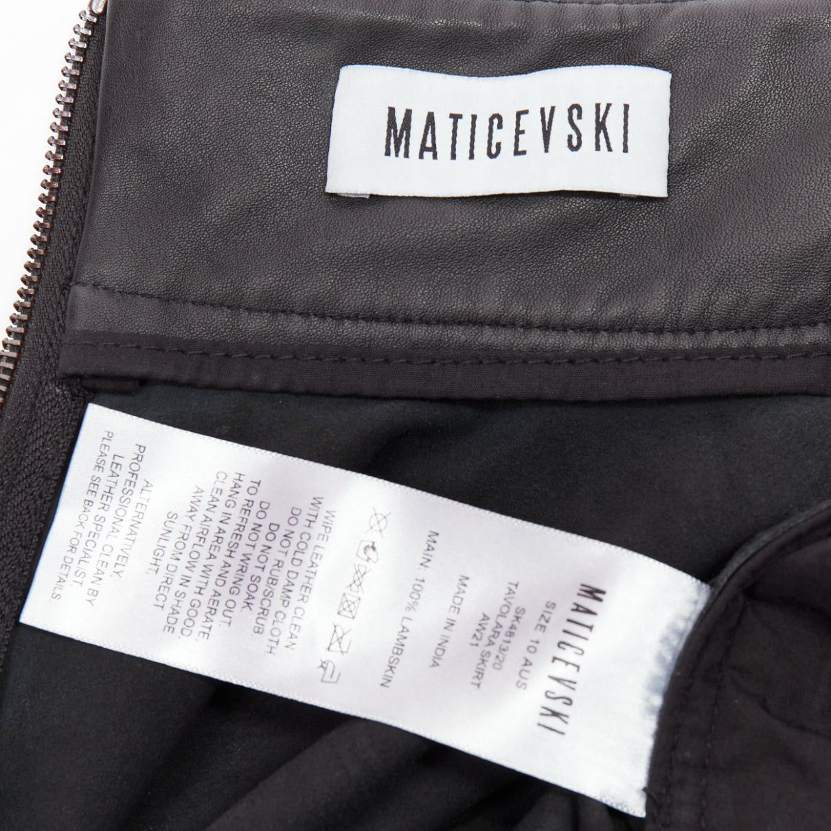 Maticevski MATICEVSKI 2021 Tavolara black lambskin leather rounded hip silhouette midi skirt AUS10 M Size 30" / US 8 / IT 44 - 9 Thumbnail