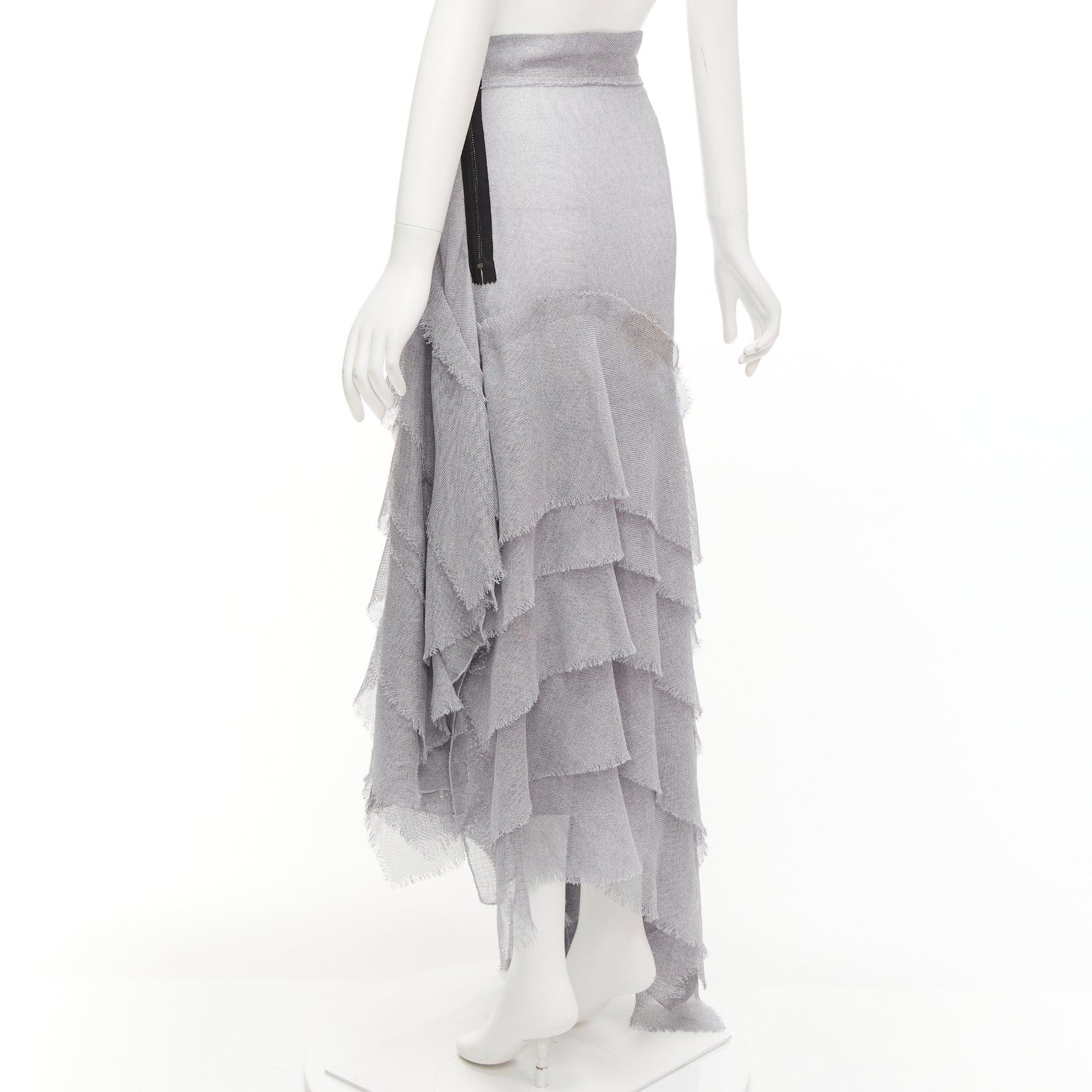Maticevski MATICEVSKI 2018 Winning grey drape raw ruffle asymmetric tiered skirt AUS10 M Size 30" / US 8 / IT 44 - 6 Thumbnail