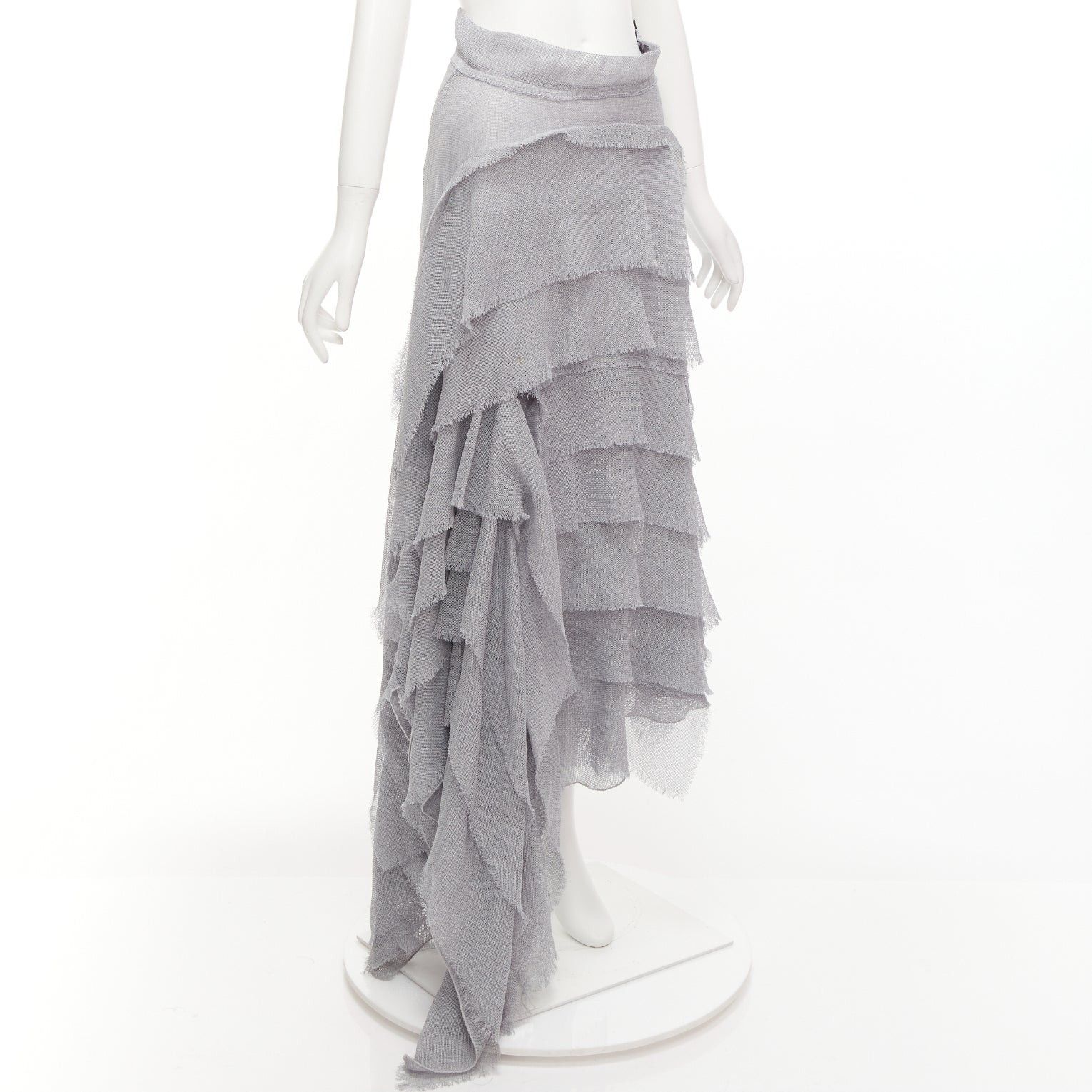 Maticevski MATICEVSKI 2018 Winning grey drape raw ruffle asymmetric tiered skirt AUS10 M Size 30" / US 8 / IT 44 - 3 Thumbnail