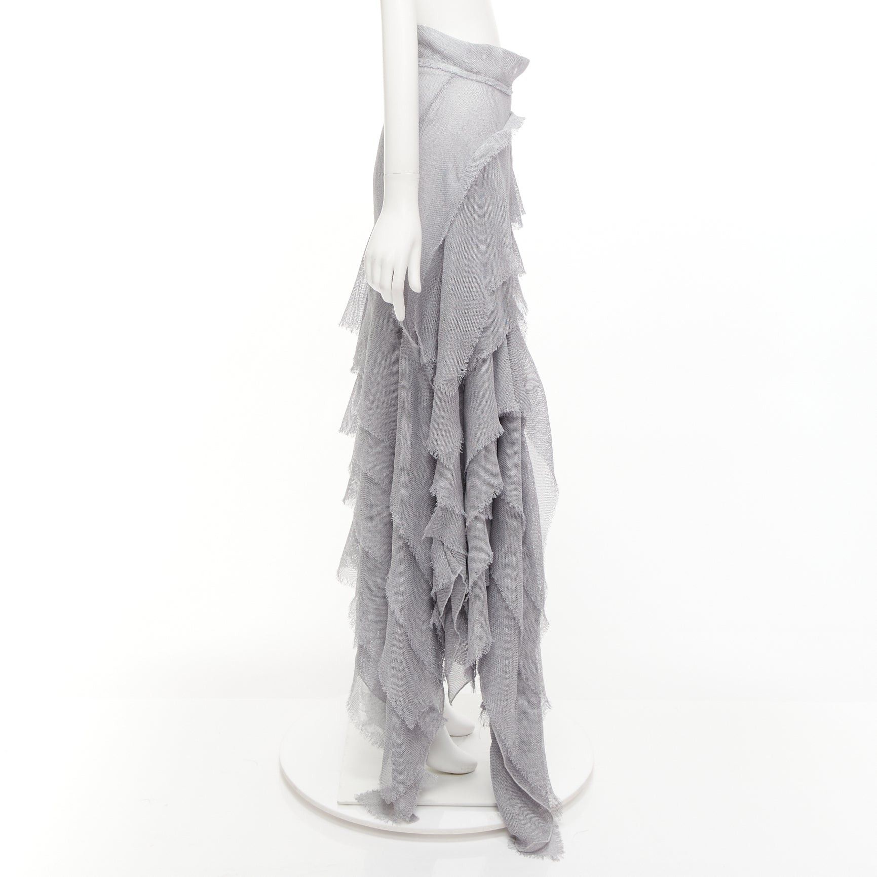Maticevski MATICEVSKI 2018 Winning grey drape raw ruffle asymmetric tiered skirt AUS10 M Size 30" / US 8 / IT 44 - 4 Thumbnail