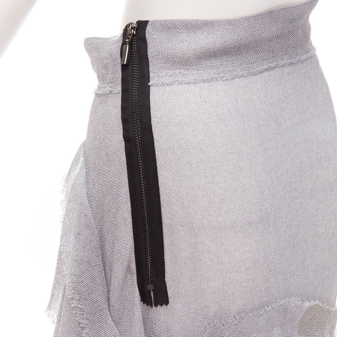 Maticevski MATICEVSKI 2018 Winning grey drape raw ruffle asymmetric tiered skirt AUS10 M Size 30" / US 8 / IT 44 - 7 Thumbnail