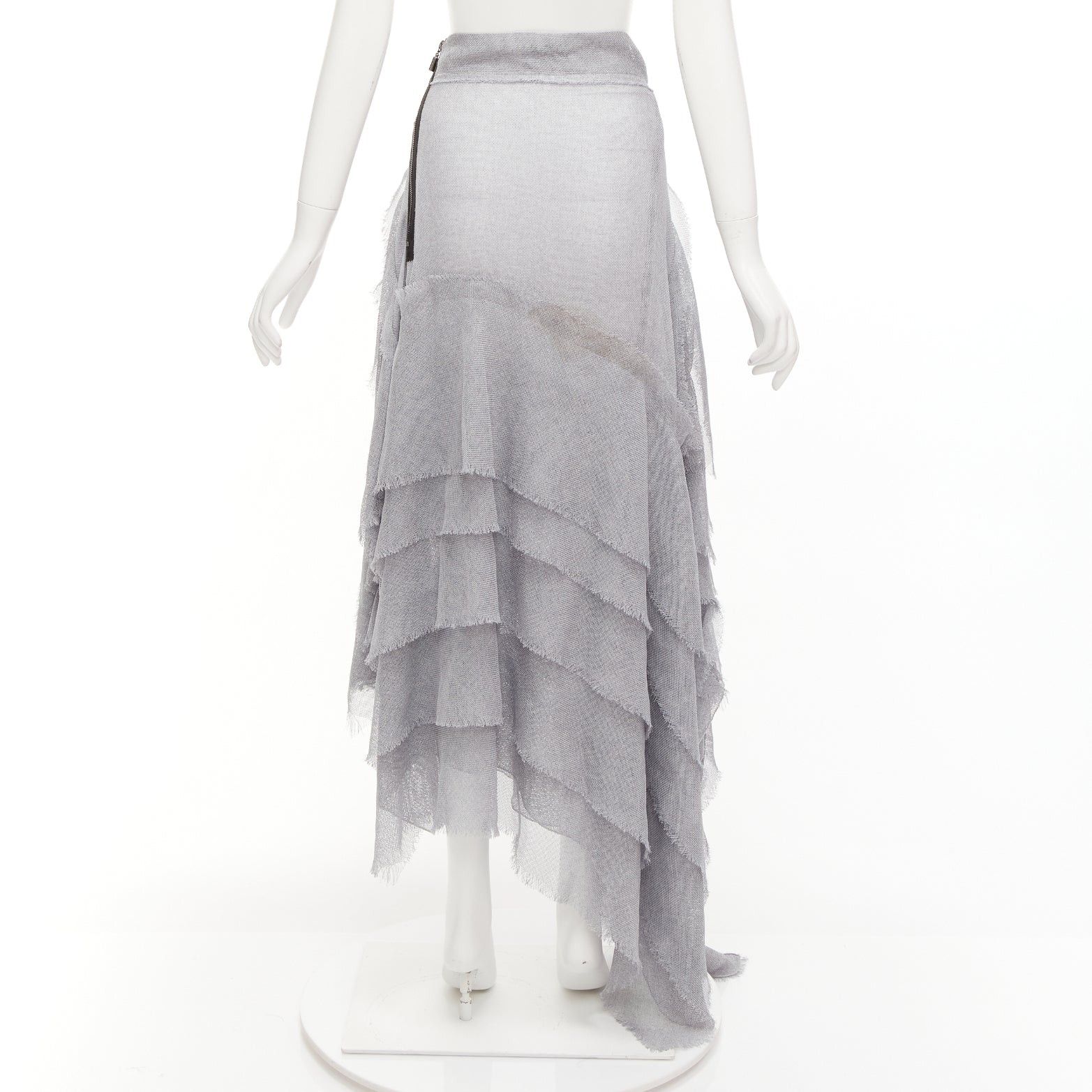 Maticevski MATICEVSKI 2018 Winning grey drape raw ruffle asymmetric tiered skirt AUS10 M Size 30" / US 8 / IT 44 - 5 Thumbnail