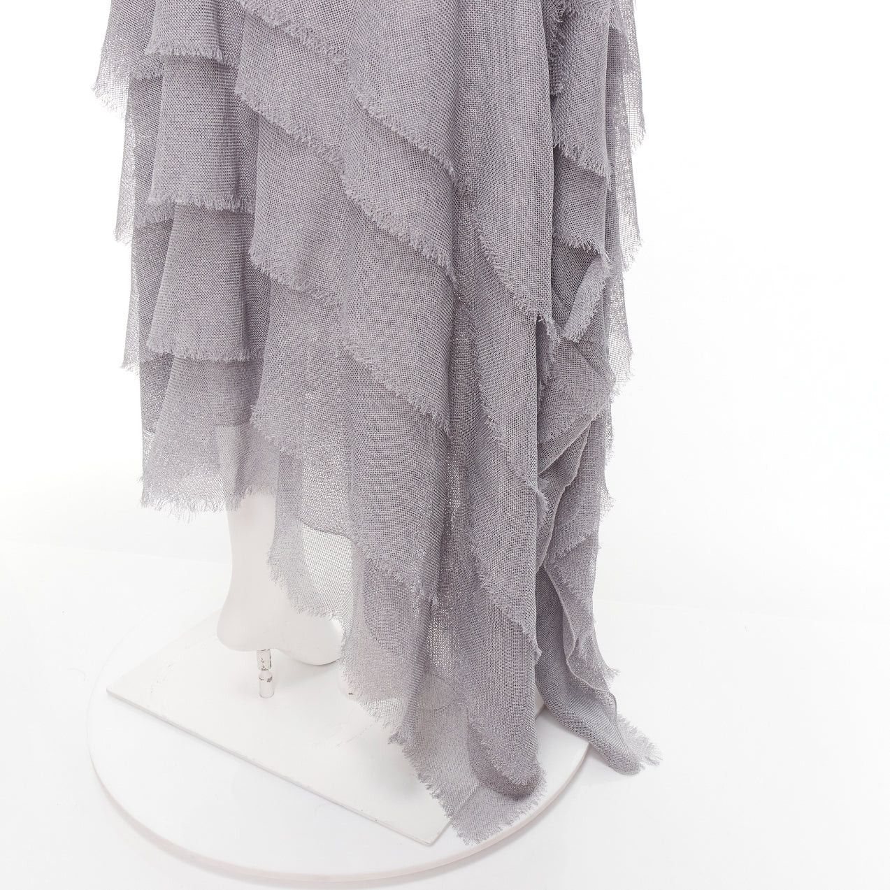 Maticevski MATICEVSKI 2018 Winning grey drape raw ruffle asymmetric tiered skirt AUS10 M Size 30" / US 8 / IT 44 - 2 Thumbnail