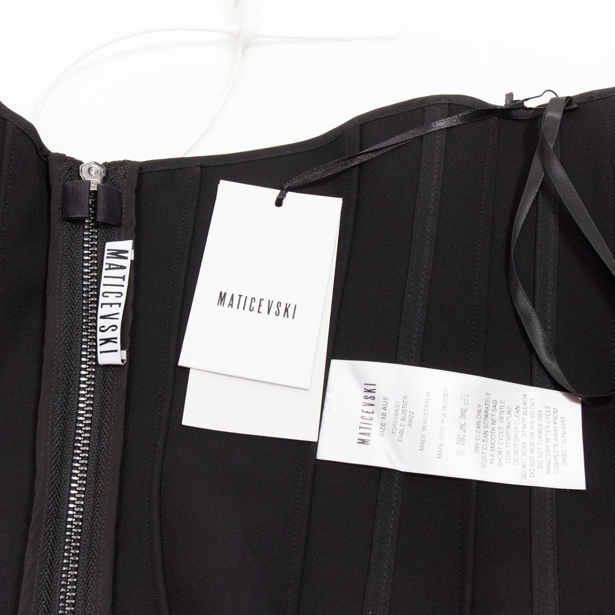 Maticevski MATICEVSKI 2022 Fable Bustier black contour seam boned corset top AUS10 M Size M / US 6-8 / IT 42-44 - 7 Thumbnail