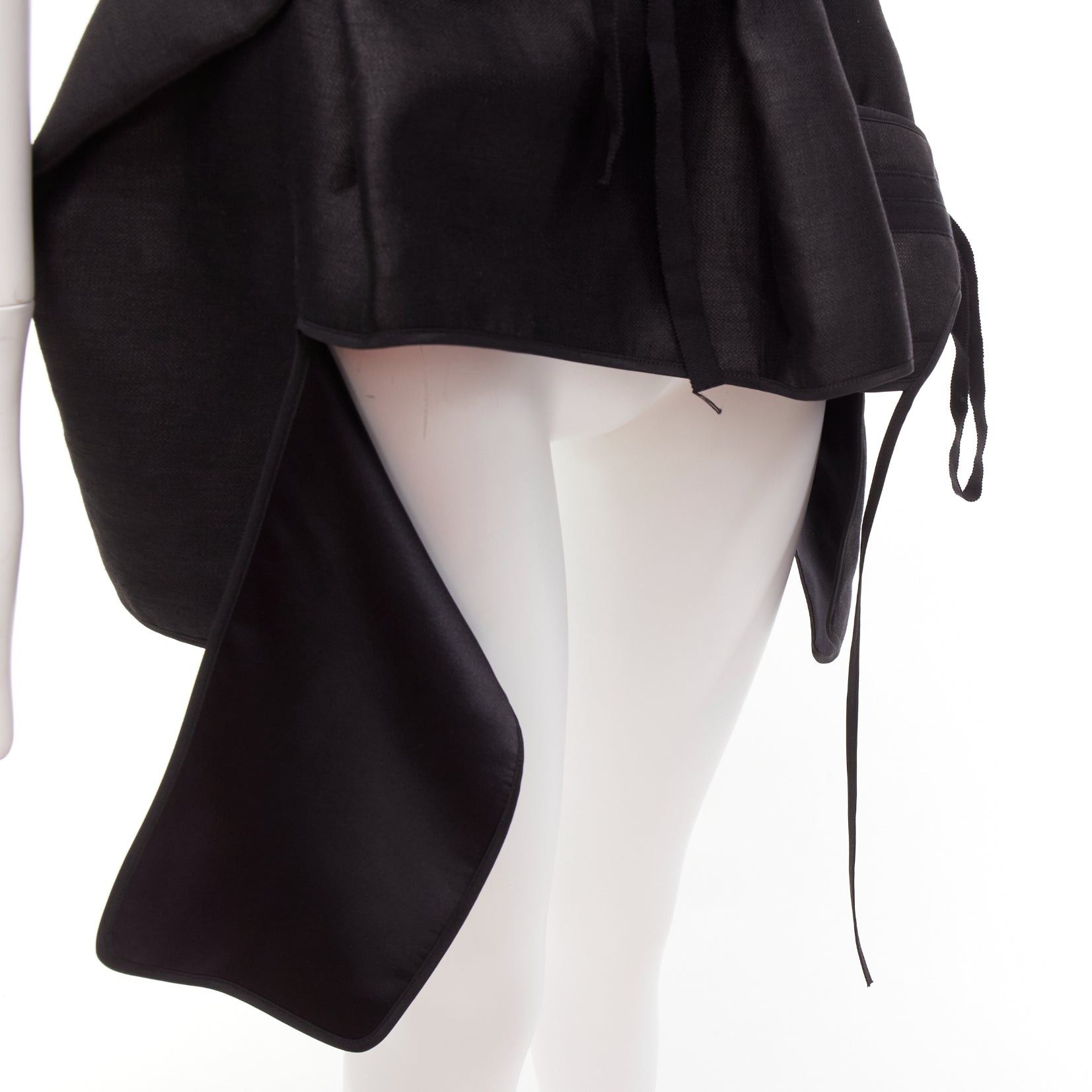 Maticevski MATICEVSKI 2017 Trinity black linen deconstructed panels peplum bustier top AUS8 S Size M / US 6-8 / IT 42-44 - 7 Thumbnail