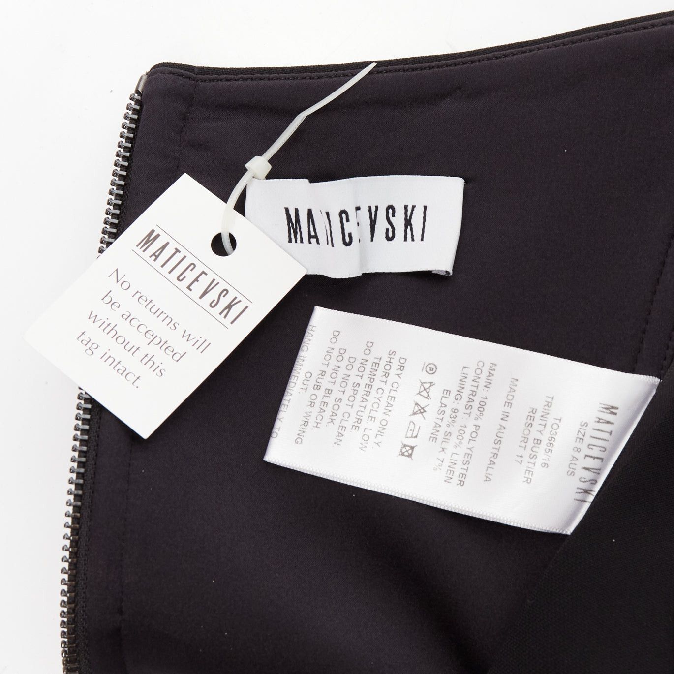 Maticevski MATICEVSKI 2017 Trinity black linen deconstructed panels peplum bustier top AUS8 S Size M / US 6-8 / IT 42-44 - 8 Thumbnail