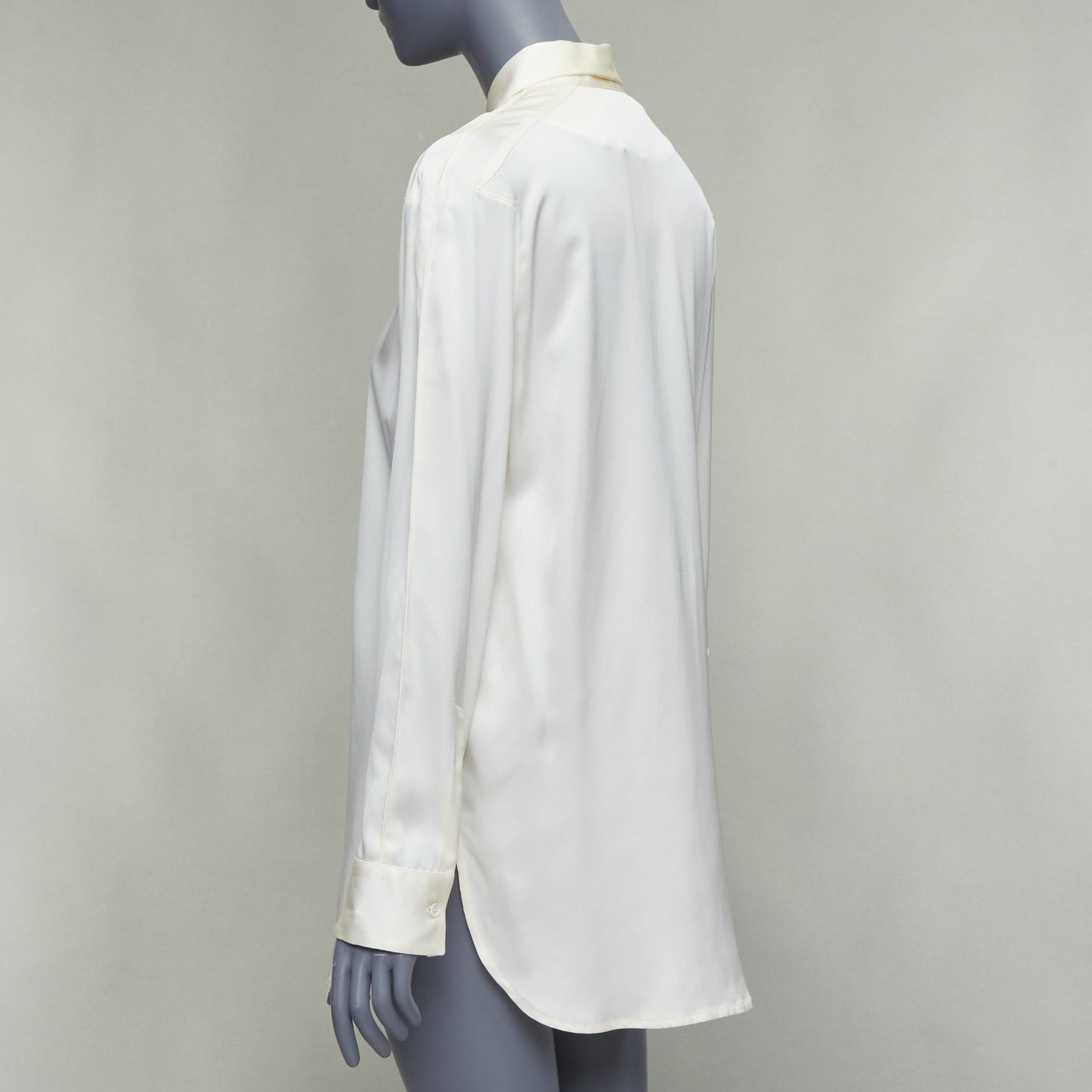 Bottega Veneta BOTTEGA VENETA 100% silk cream ruched raglan sleeves shirt IT36 XXS Size XS / US 0-2 / IT 36-38 - 6 Thumbnail