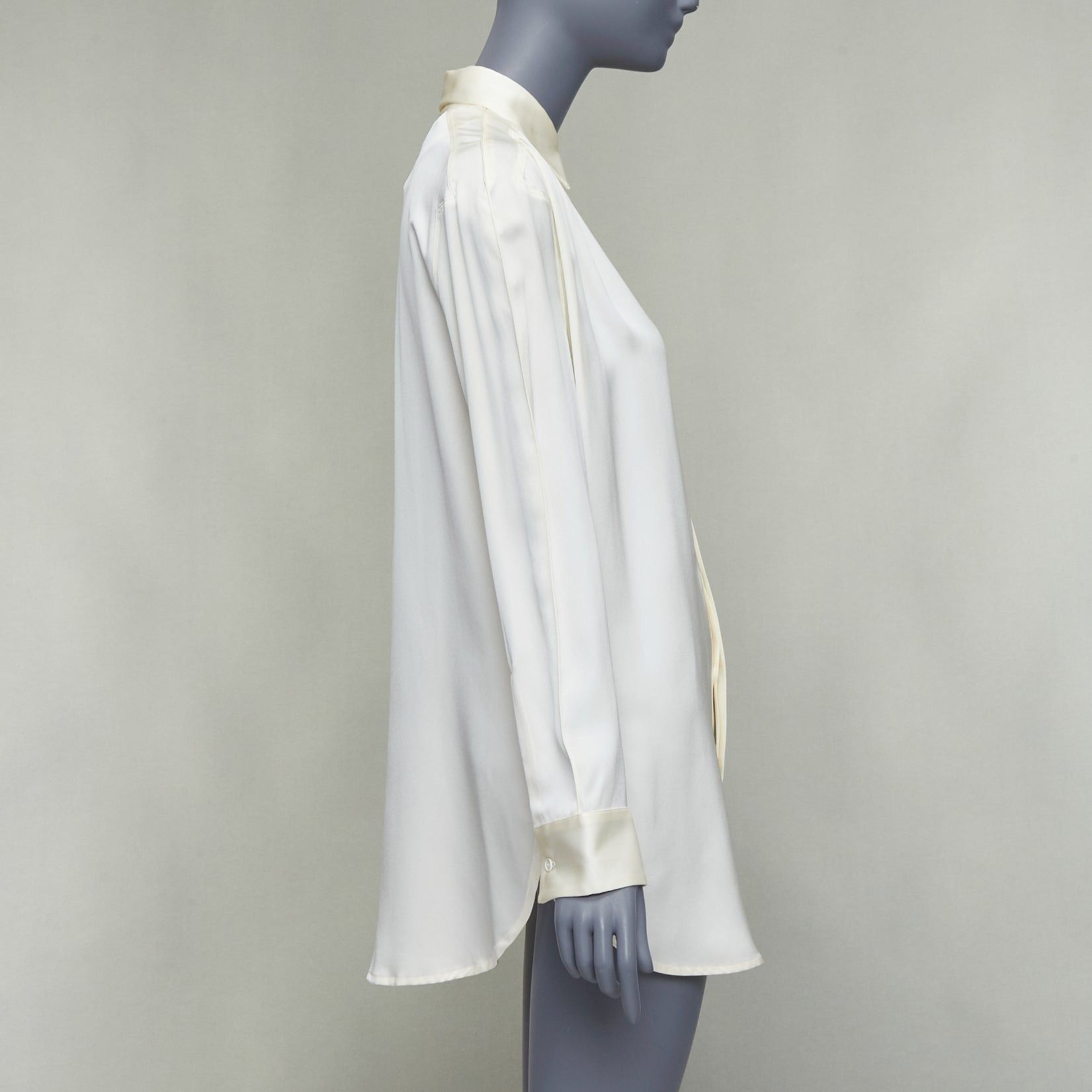 Bottega Veneta BOTTEGA VENETA 100% silk cream ruched raglan sleeves shirt IT36 XXS Size XS / US 0-2 / IT 36-38 - 4 Thumbnail
