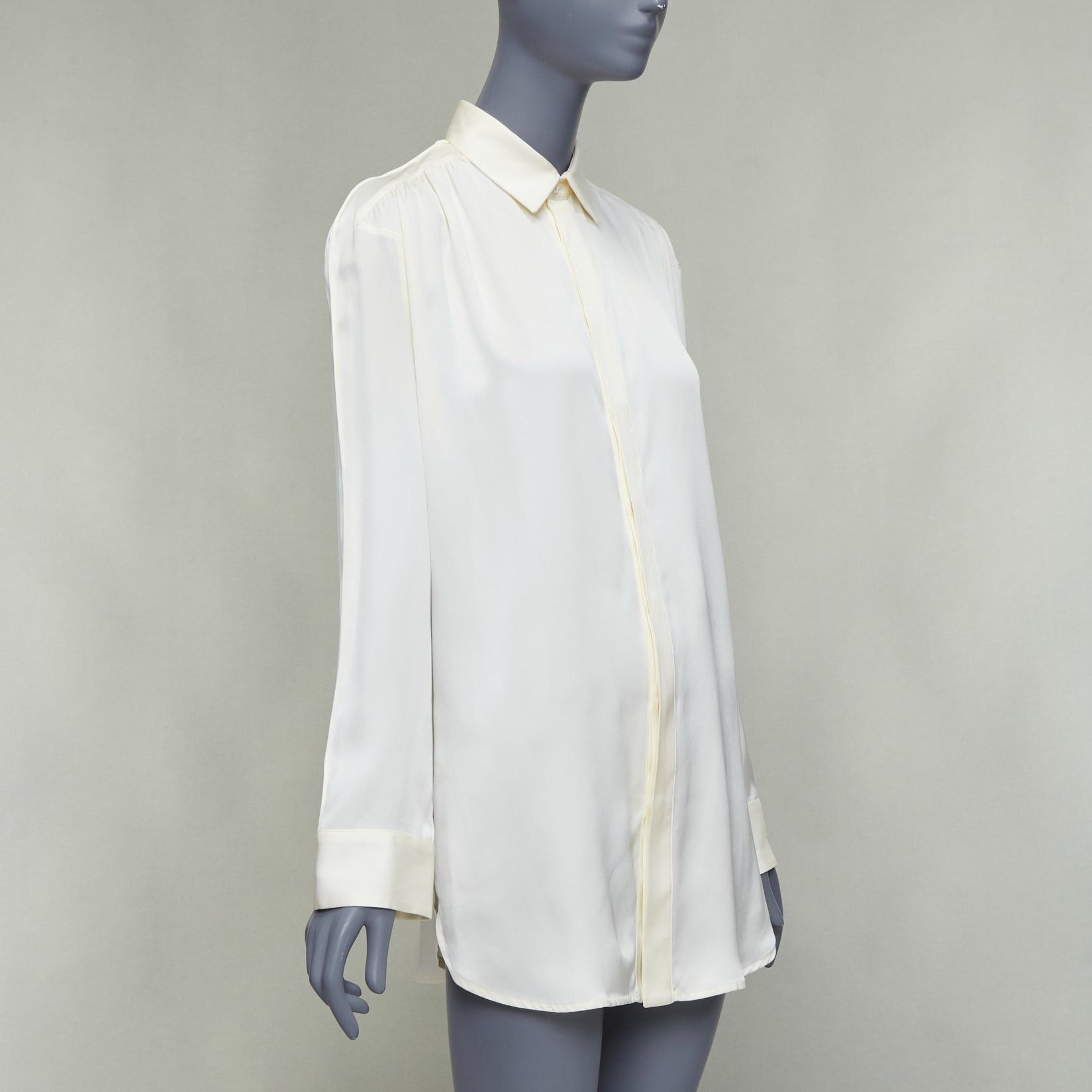 Bottega Veneta BOTTEGA VENETA 100% silk cream ruched raglan sleeves shirt IT36 XXS Size XS / US 0-2 / IT 36-38 - 3 Thumbnail