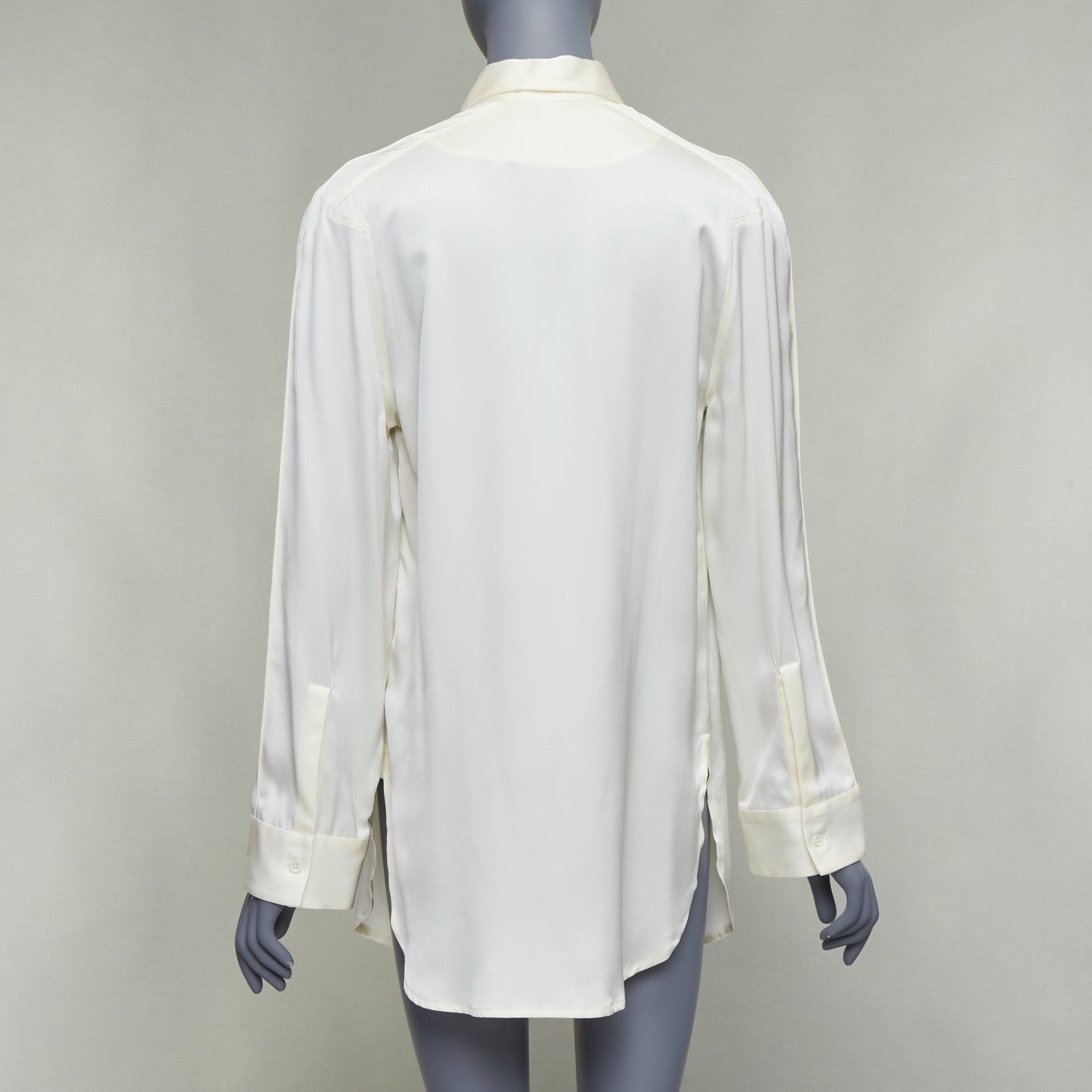 Bottega Veneta BOTTEGA VENETA 100% silk cream ruched raglan sleeves shirt IT36 XXS Size XS / US 0-2 / IT 36-38 - 5 Thumbnail
