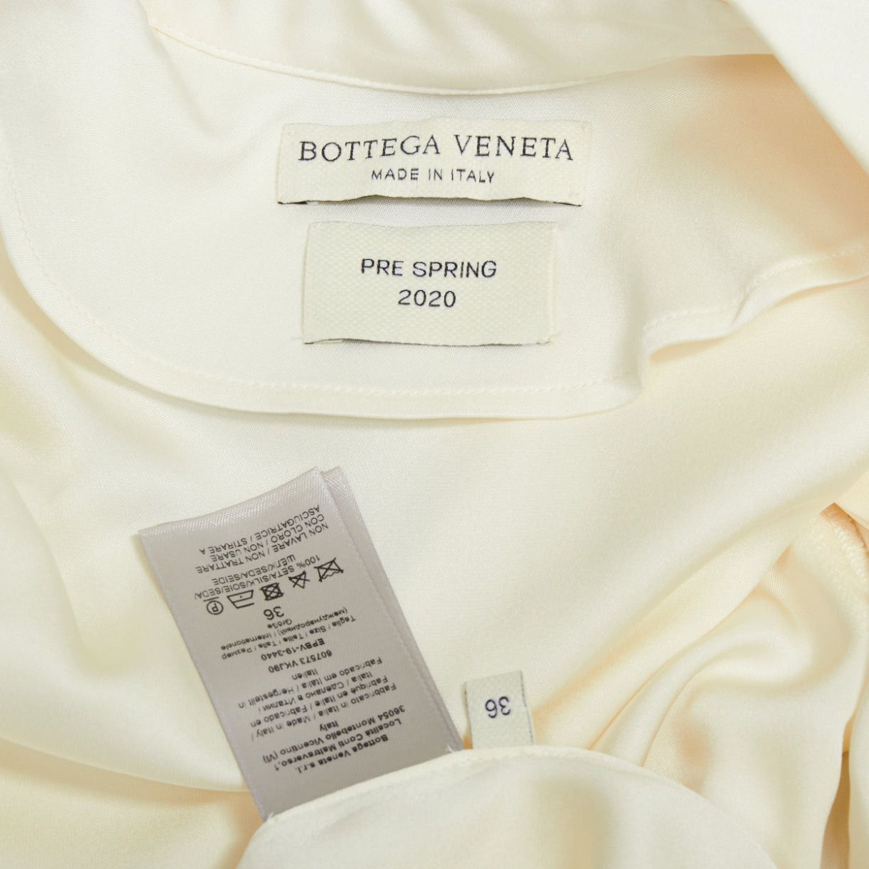 Bottega Veneta BOTTEGA VENETA 100% silk cream ruched raglan sleeves shirt IT36 XXS Size XS / US 0-2 / IT 36-38 - 8 Thumbnail