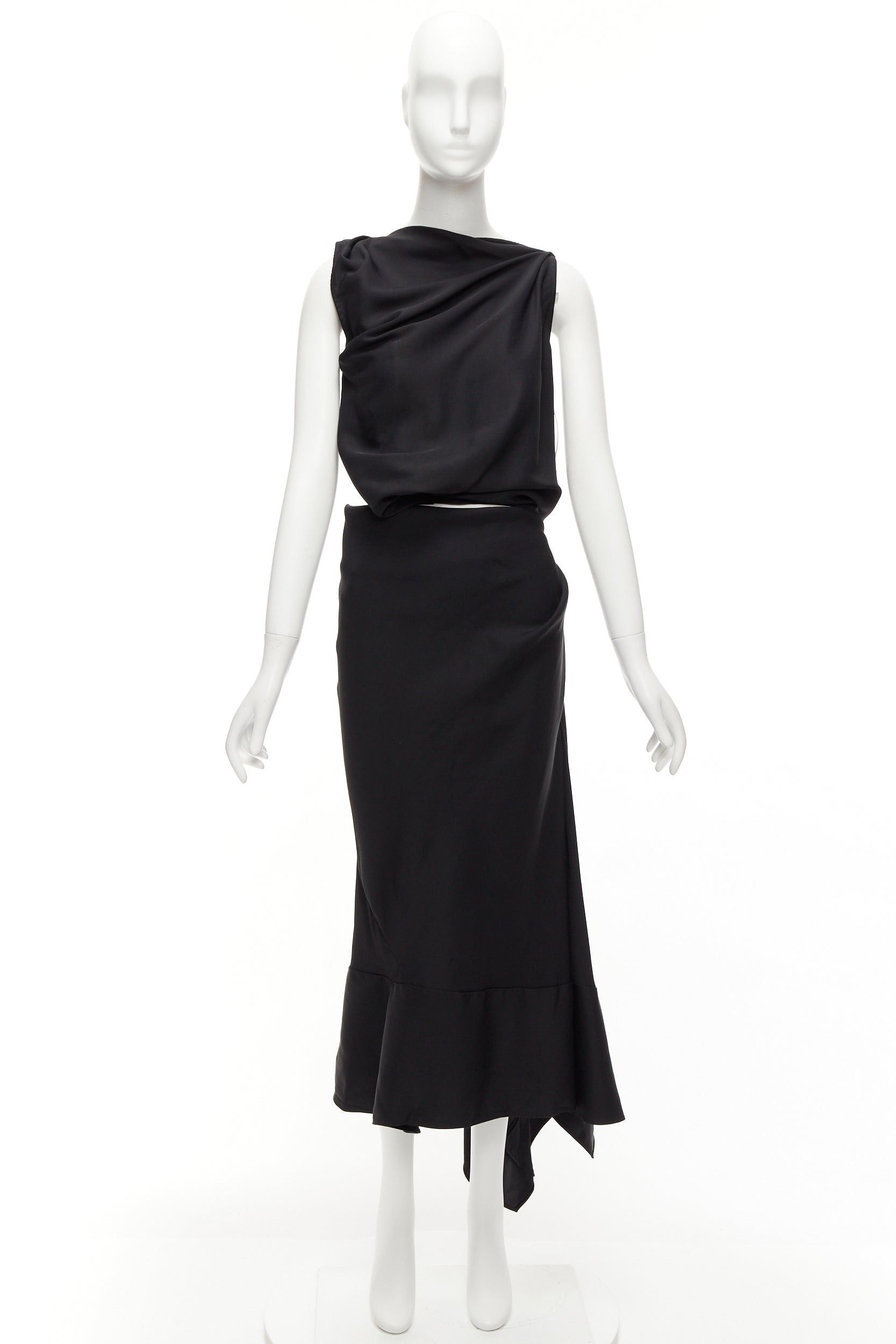 Maticevski MATICEVSKI 2020 Energy Slash black drape front hi low cut out dress AUS8 S Size M / US 6-8 / IT 42-44 - 10 Thumbnail