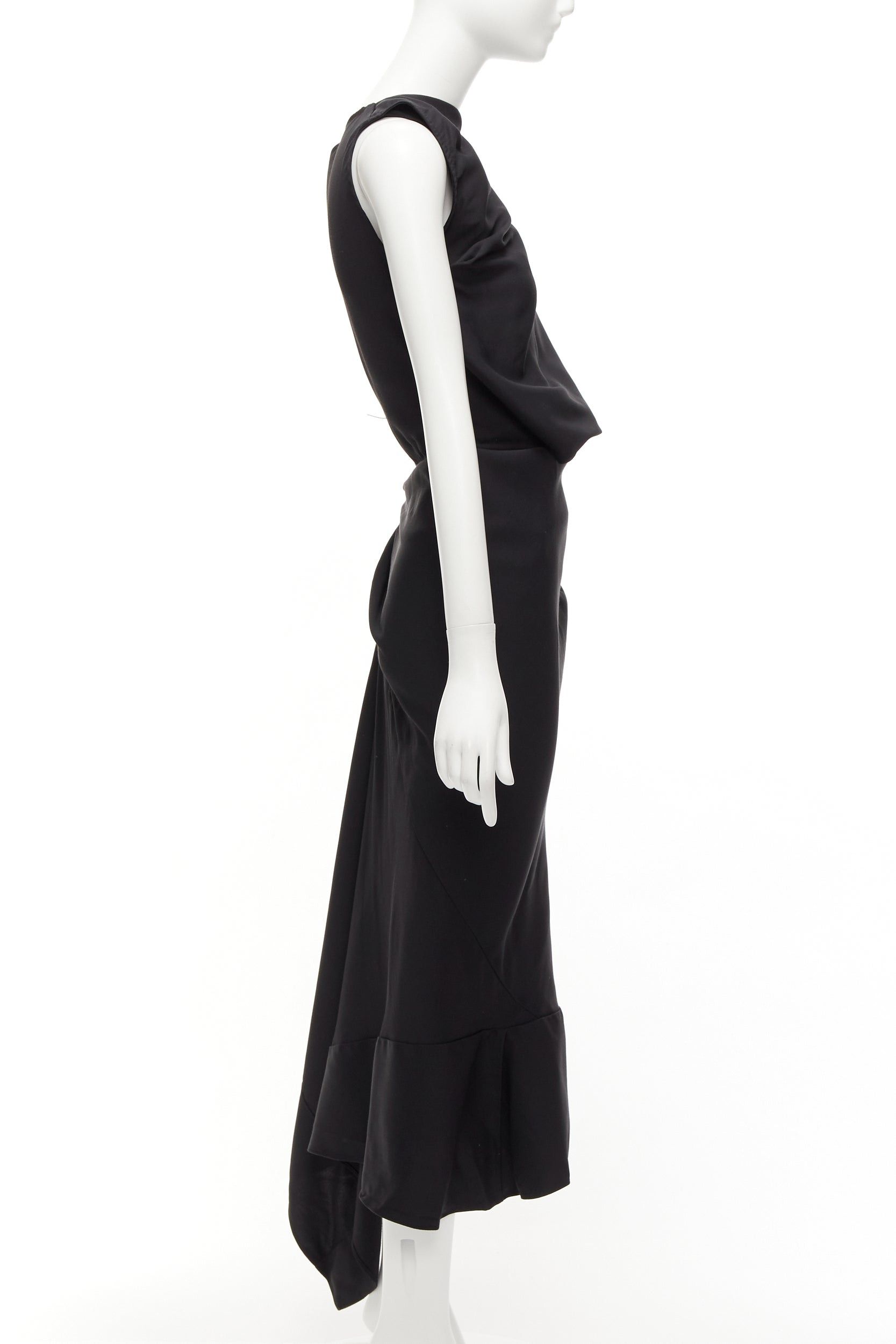 Maticevski MATICEVSKI 2020 Energy Slash black drape front hi low cut out dress AUS8 S Size M / US 6-8 / IT 42-44 - 4 Thumbnail
