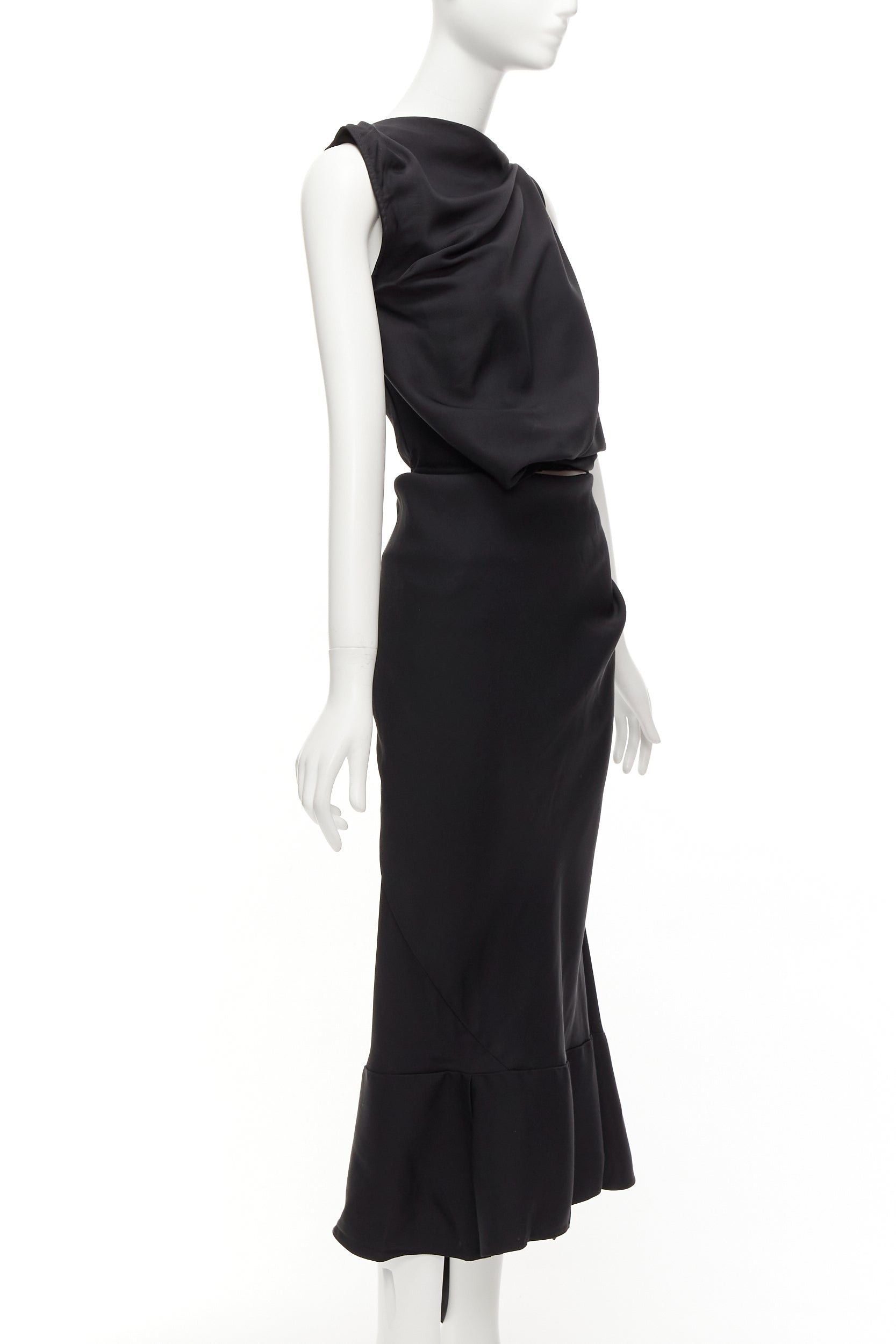 Maticevski MATICEVSKI 2020 Energy Slash black drape front hi low cut out dress AUS8 S Size M / US 6-8 / IT 42-44 - 3 Thumbnail