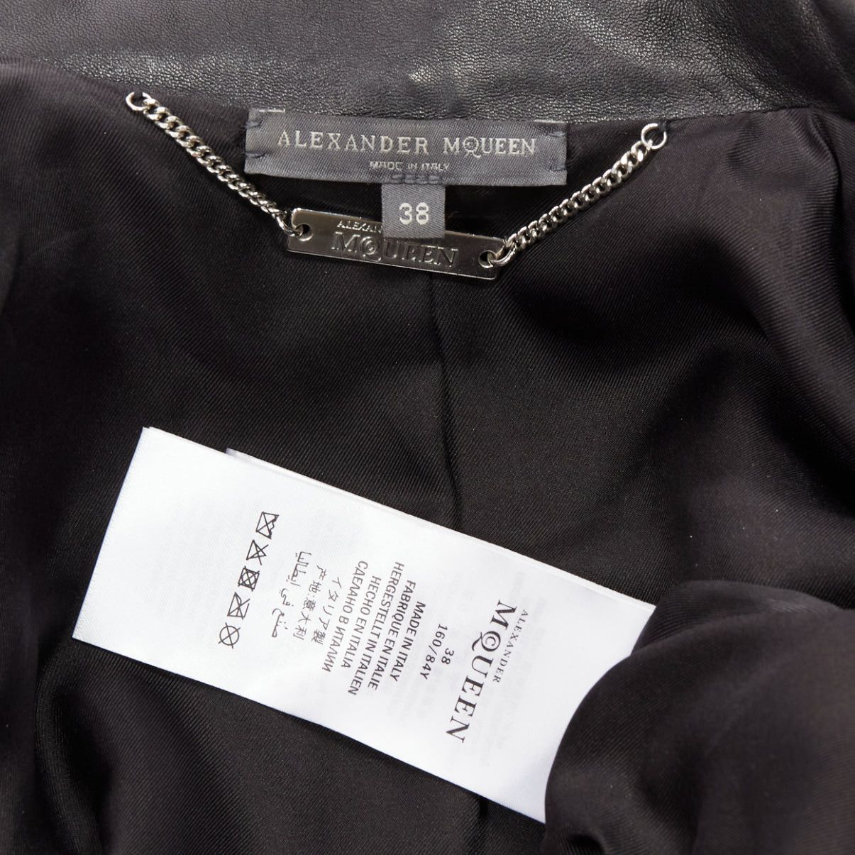 Alexander McQueen ALEXANDER MCQUEEN Runway black leather zip asymmetric hem biker jacket IT38 XS Size XS / US 0-2 / IT 36-38 - 10 Thumbnail