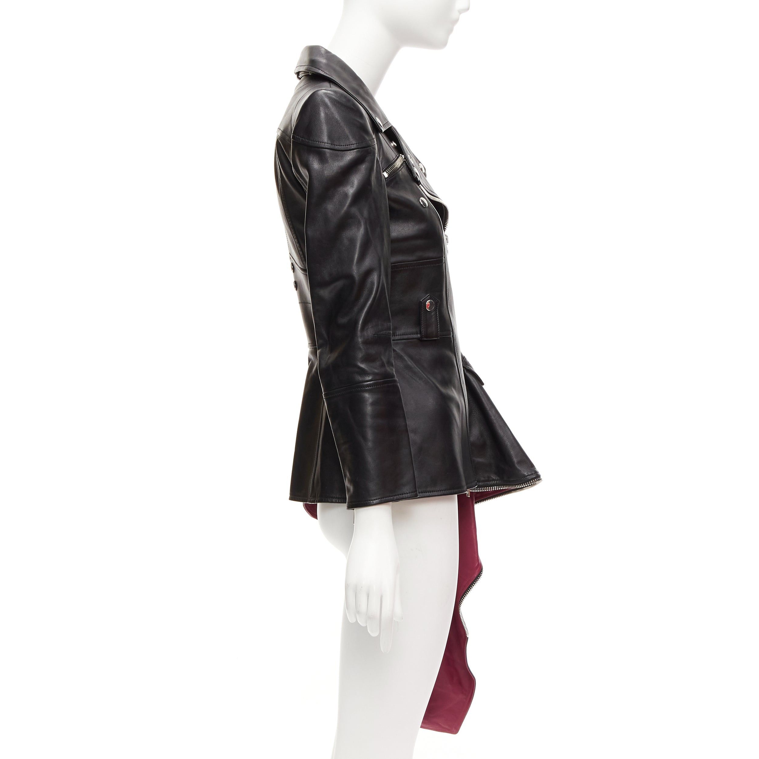 Alexander McQueen ALEXANDER MCQUEEN Runway black leather zip asymmetric hem biker jacket IT38 XS Size XS / US 0-2 / IT 36-38 - 5 Thumbnail