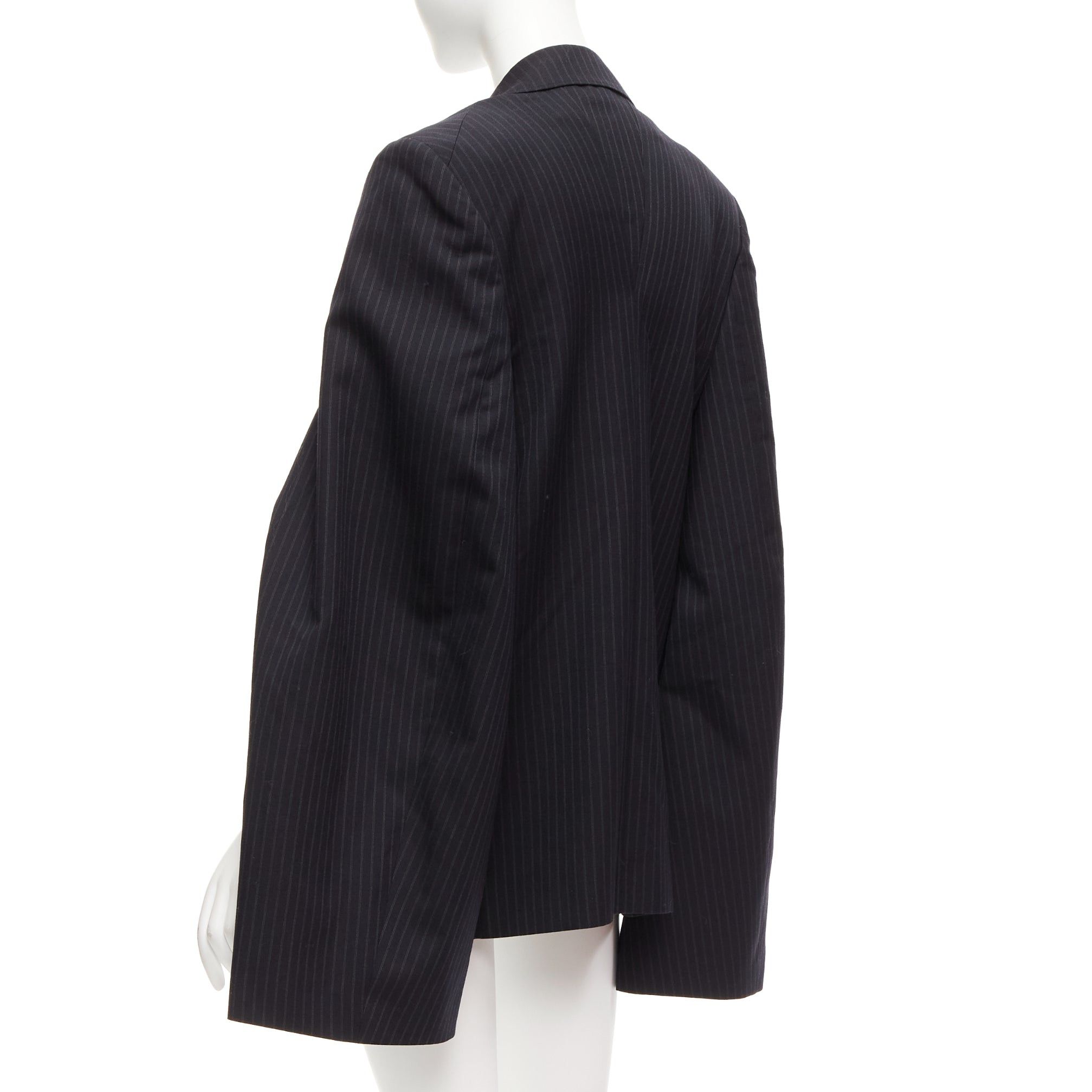 Junya Watanabe JUNYA WATANABE 2018 grey pinstripe wool blend cape sleeve boxy blazer S Size S / US 4 / IT 40 - 6 Thumbnail