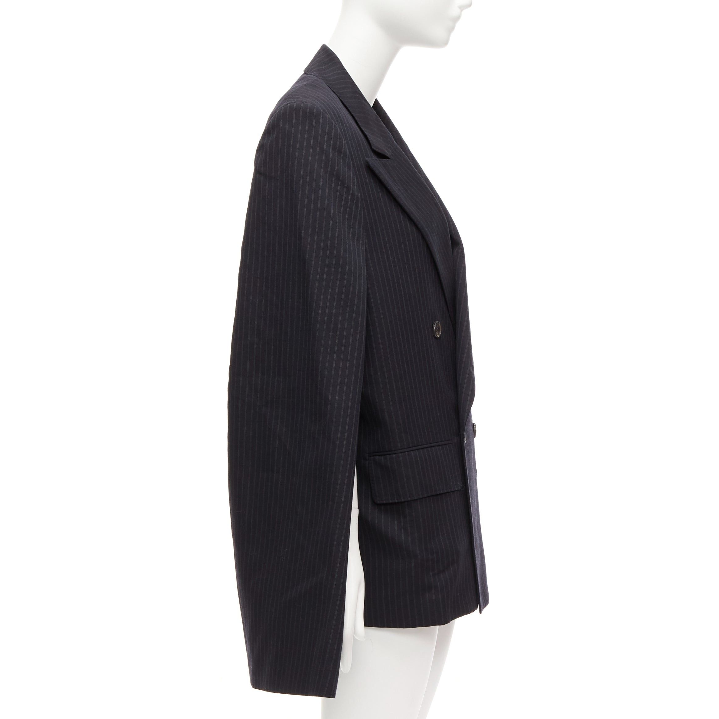 Junya Watanabe JUNYA WATANABE 2018 grey pinstripe wool blend cape sleeve boxy blazer S Size S / US 4 / IT 40 - 4 Thumbnail