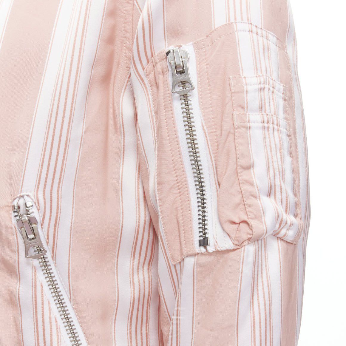 Acne Studios ACNE STUDIOS Varden 2016 pink white striped padded bomber jacket FR34 XS Size XS / US 0-2 / IT 36-38 - 2 Thumbnail