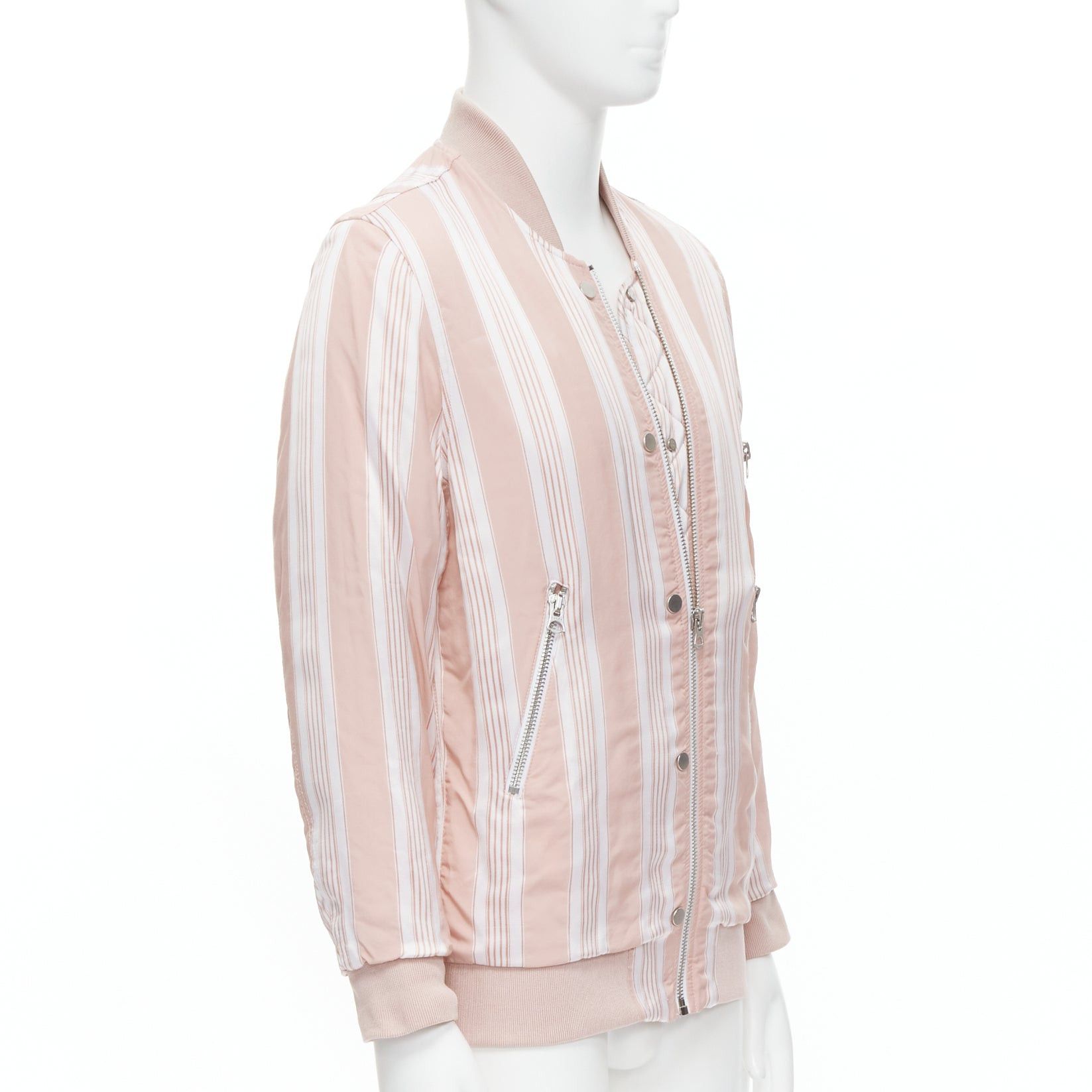 Acne Studios ACNE STUDIOS Varden 2016 pink white striped padded bomber jacket FR34 XS Size XS / US 0-2 / IT 36-38 - 4 Thumbnail