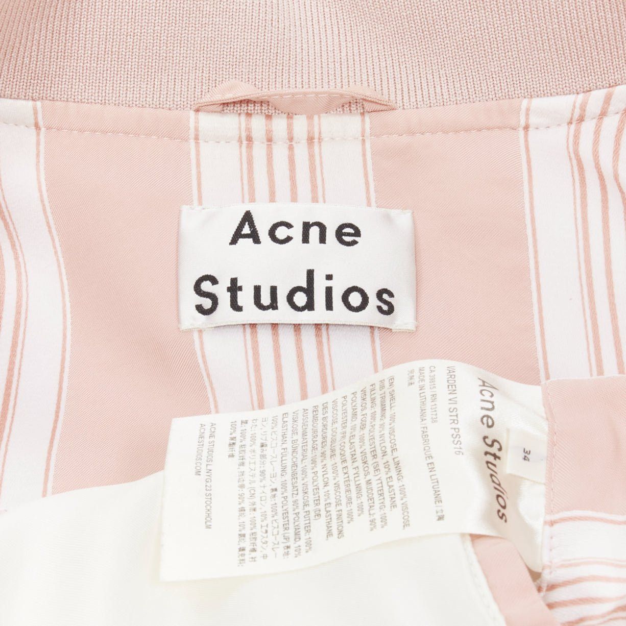 Acne Studios ACNE STUDIOS Varden 2016 pink white striped padded bomber jacket FR34 XS Size XS / US 0-2 / IT 36-38 - 10 Thumbnail