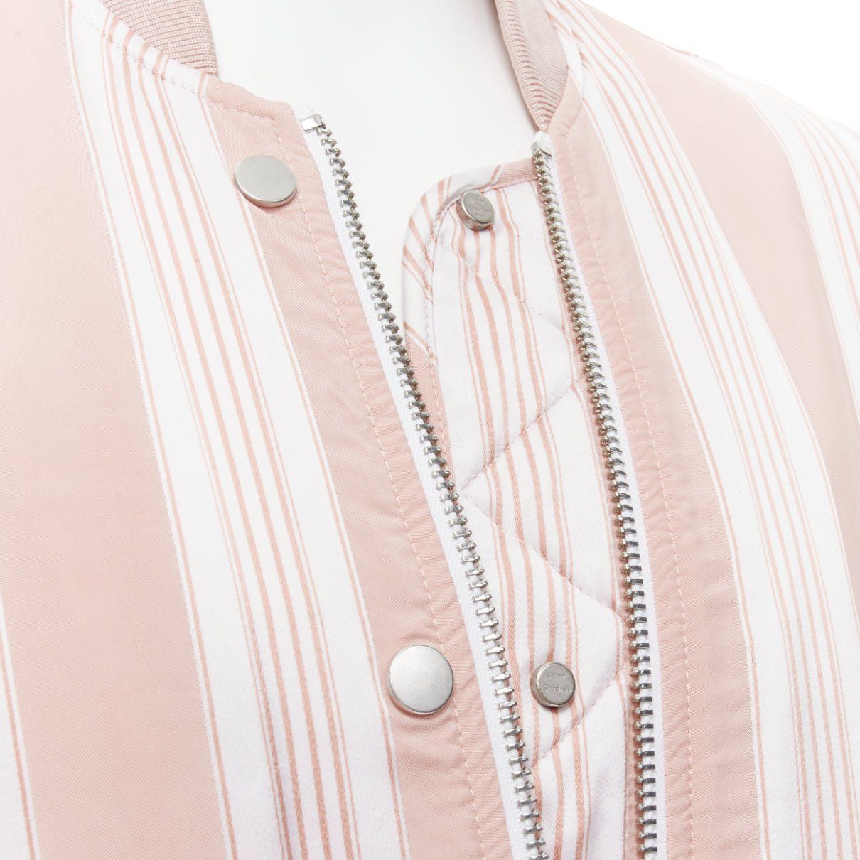Acne Studios ACNE STUDIOS Varden 2016 pink white striped padded bomber jacket FR34 XS Size XS / US 0-2 / IT 36-38 - 8 Thumbnail