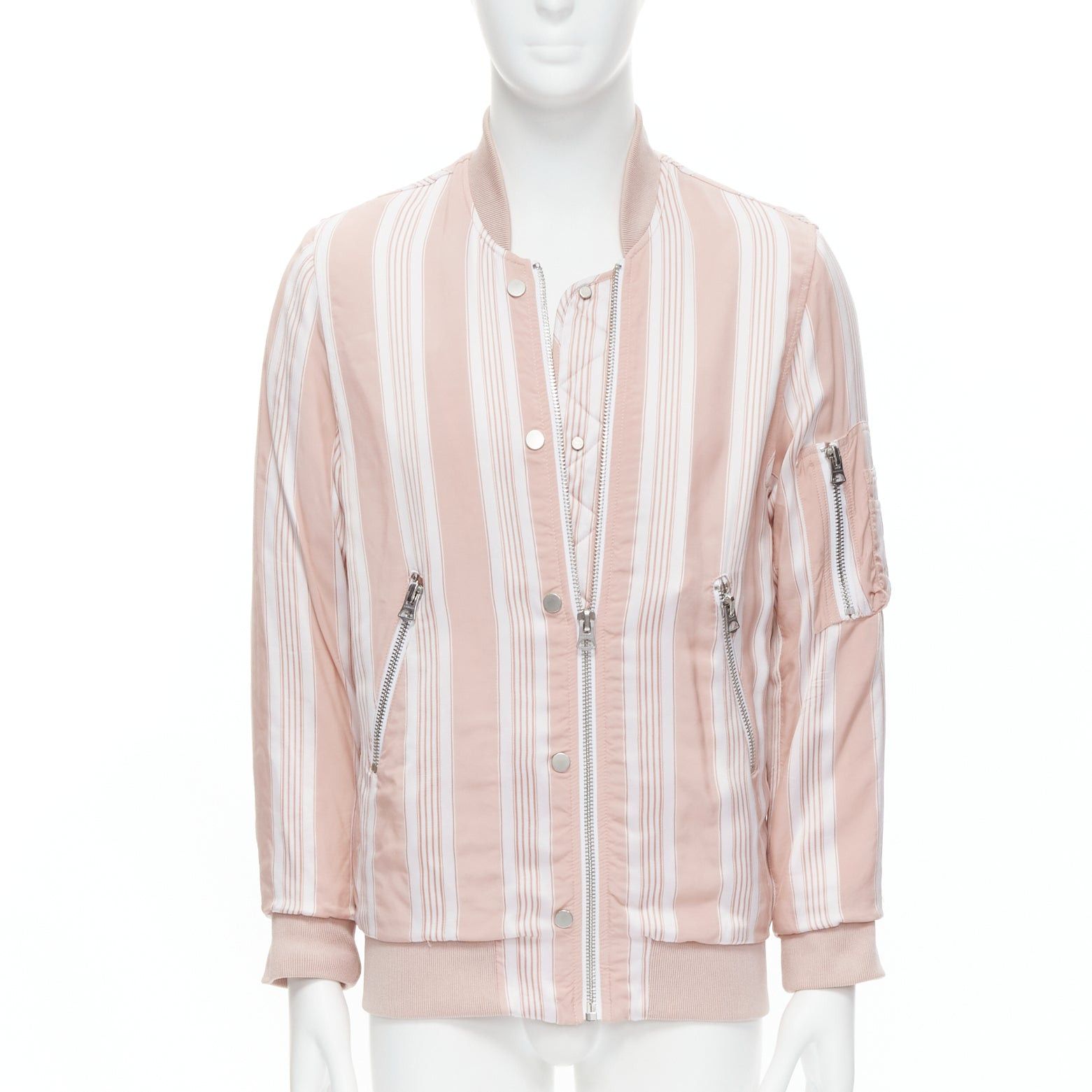 Acne Studios ACNE STUDIOS Varden 2016 pink white striped padded bomber jacket FR34 XS Size XS / US 0-2 / IT 36-38 - 3 Thumbnail