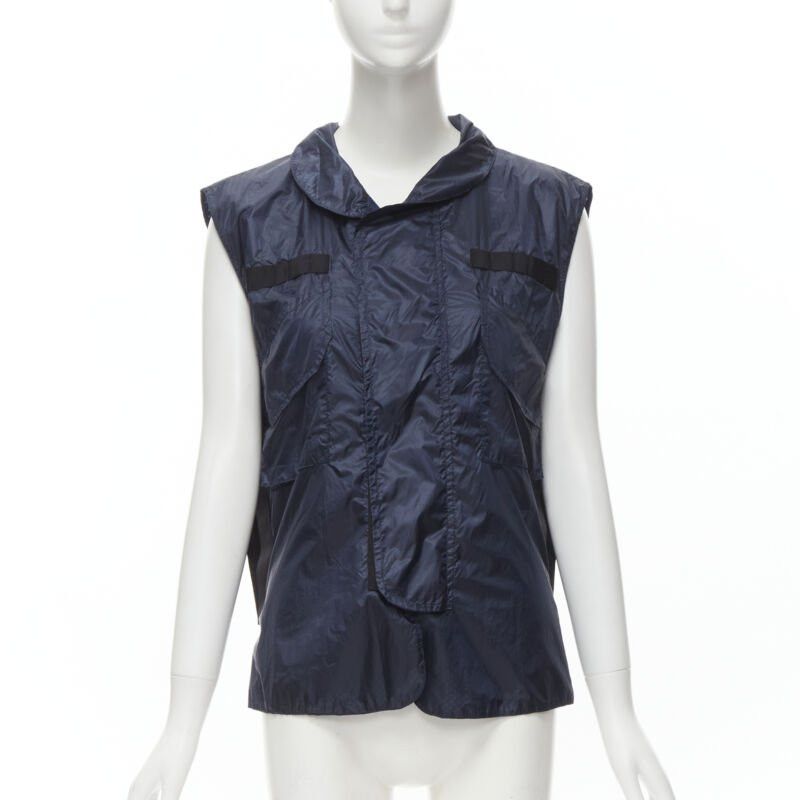 Sacai SACAI 2015 navy blue light nylon technical pocket grosgrain zip vest S Size US S / EU 44-46 / 1 - 3 Thumbnail