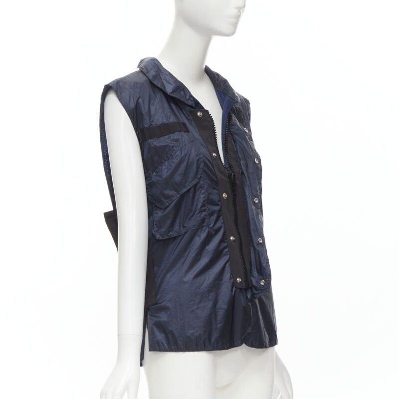 Sacai SACAI 2015 navy blue light nylon technical pocket grosgrain zip vest S Size US S / EU 44-46 / 1 - 4 Thumbnail