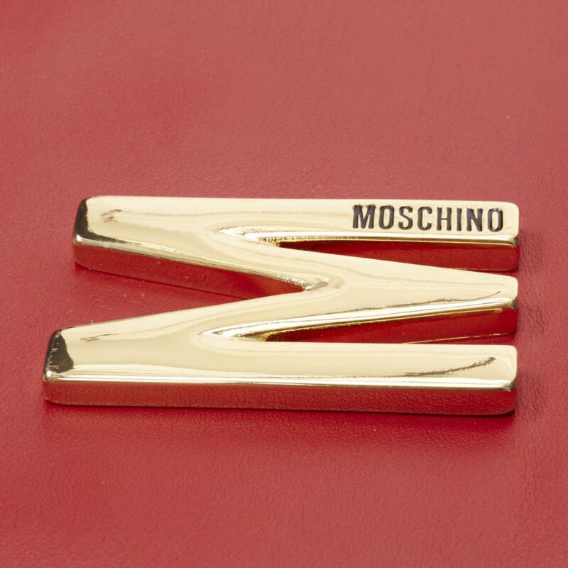 Moschino new MOSCHINO Couture! smooth red leather gold M top zip wristlet clutch bag Size ONE SIZE - 5 Thumbnail