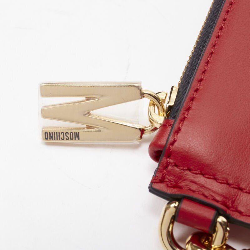 Moschino new MOSCHINO Couture! smooth red leather gold M top zip wristlet clutch bag Size ONE SIZE - 7 Thumbnail