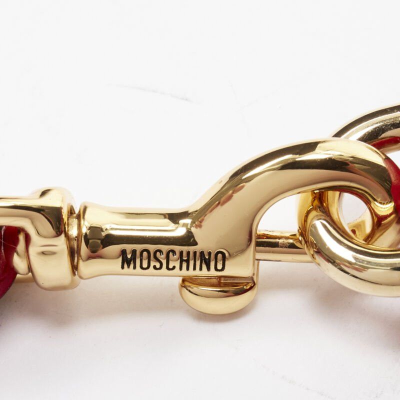 Moschino new MOSCHINO Couture! smooth red leather gold M top zip wristlet clutch bag Size ONE SIZE - 6 Thumbnail