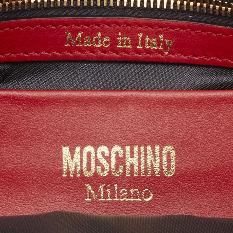 Moschino new MOSCHINO Couture! smooth red leather gold M top zip wristlet clutch bag Size ONE SIZE - 8 Thumbnail