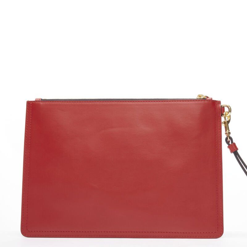 Moschino new MOSCHINO Couture! smooth red leather gold M top zip wristlet clutch bag Size ONE SIZE - 4 Thumbnail