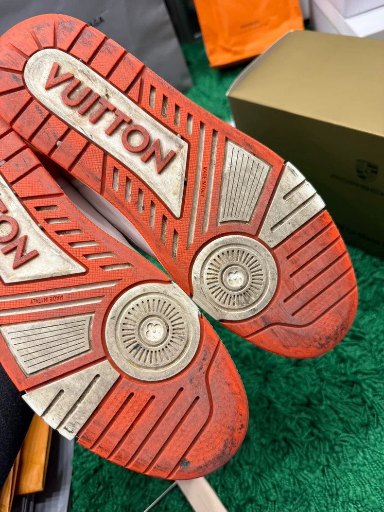 Louis Vuitton LV Trainer White Orange Velcro Sneakers - dmc Size US 9 / EU 42 - 8 Thumbnail